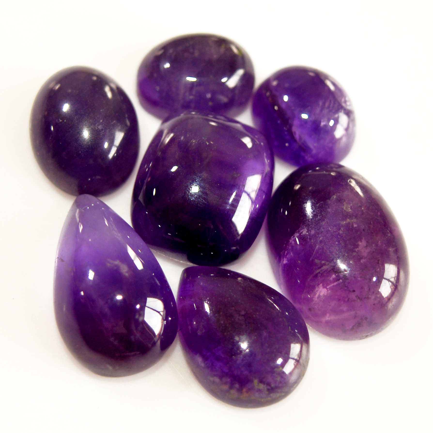 7 Pcs 71 Cts Natural Purple Amethyst Cabochon Loose Semi Precious Wholesale Lot Jewelry Making Wire Wrapping Pendant 16x11 10x6mm 15731