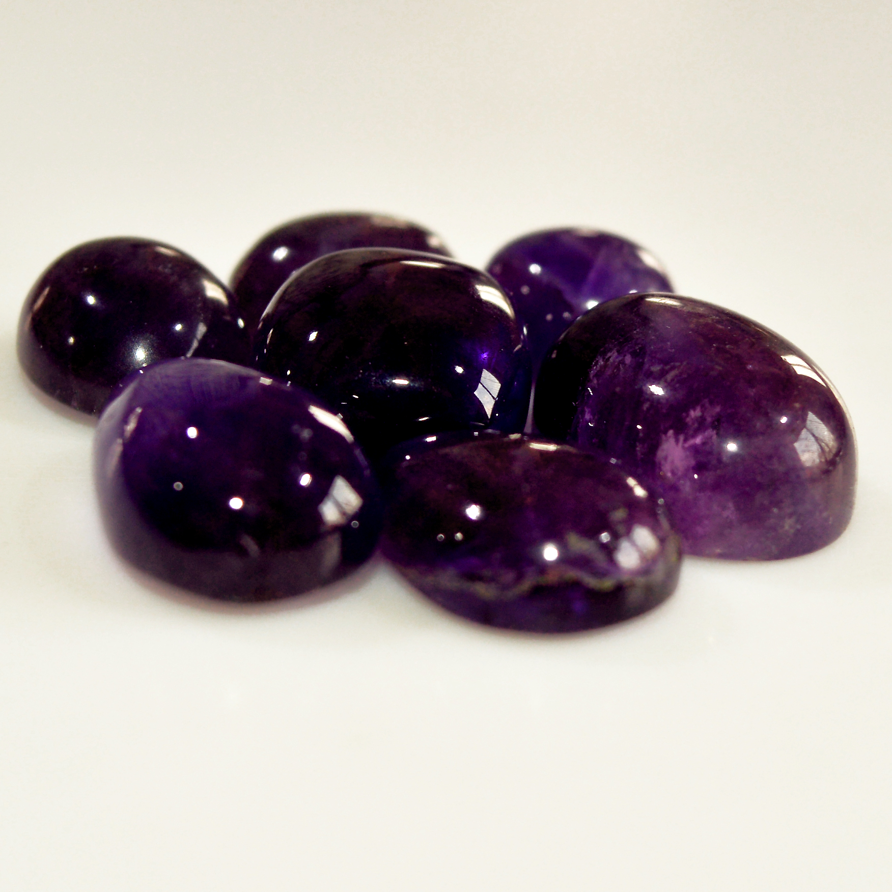 7 Pcs 71 Cts Natural Purple Amethyst Cabochon Loose Semi Precious Wholesale Lot Jewelry Making Wire Wrapping Pendant 16x11 10x6mm 15731