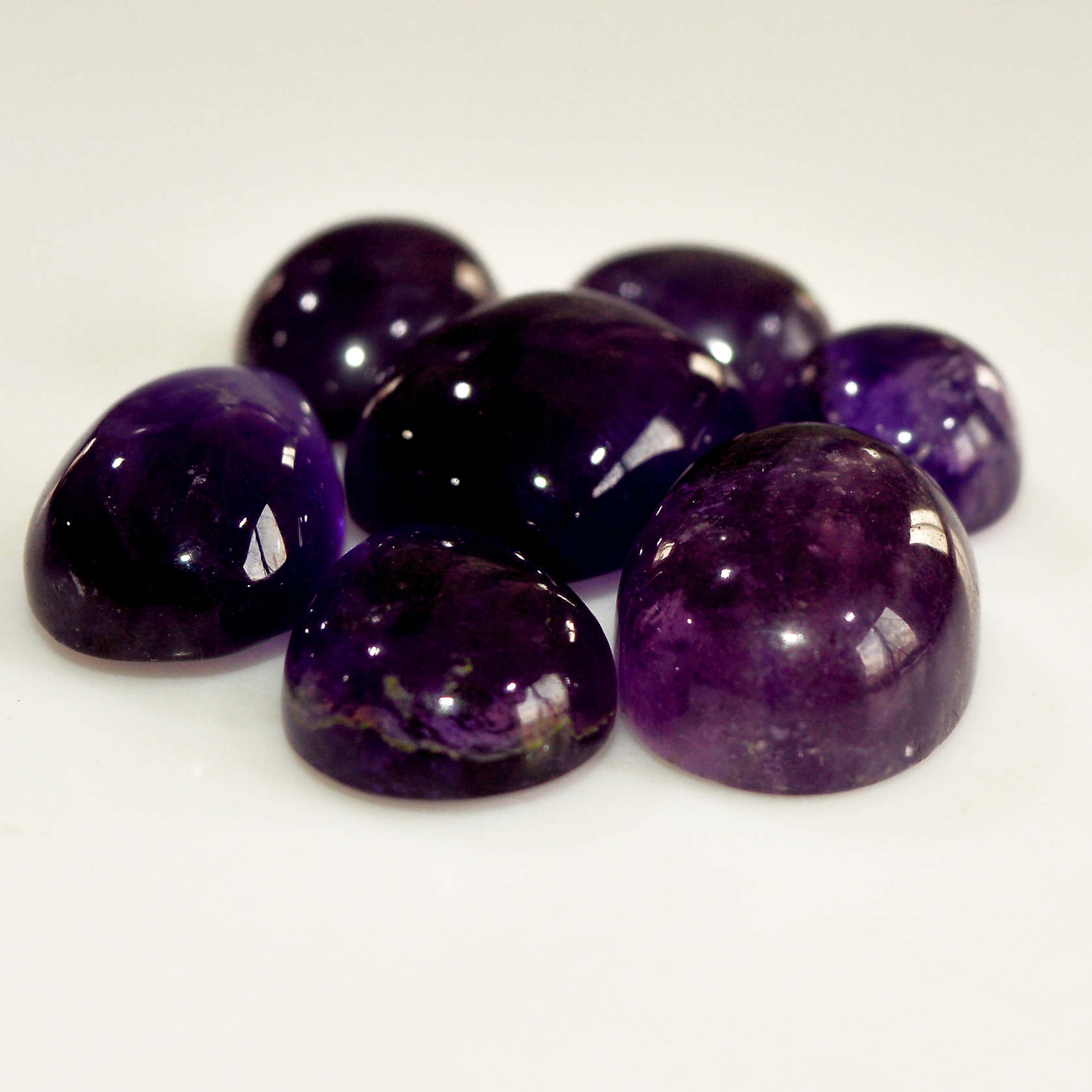 7 Pcs 71 Cts Natural Purple Amethyst Cabochon Loose Semi Precious Wholesale Lot Jewelry Making Wire Wrapping Pendant 16x11 10x6mm 15731