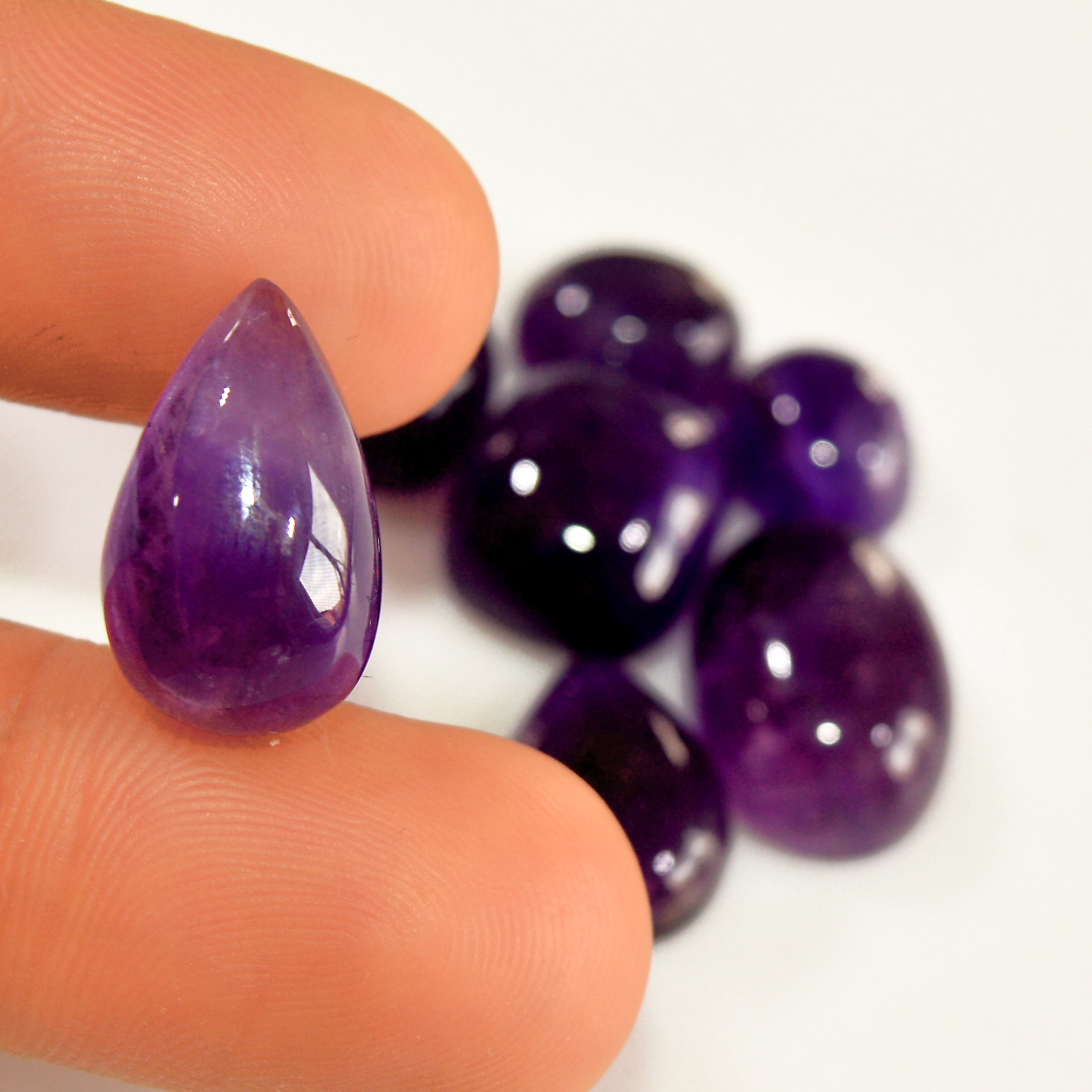 7 Pcs 71 Cts Natural Purple Amethyst Cabochon Loose Semi Precious Wholesale Lot Jewelry Making Wire Wrapping Pendant 16x11 10x6mm 15731