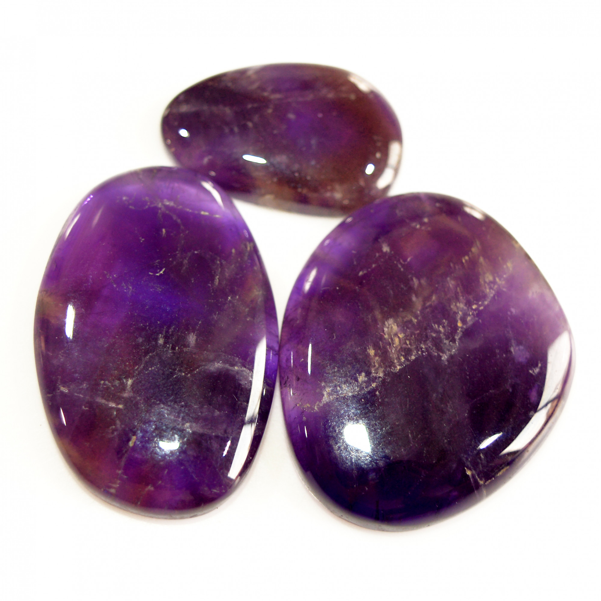 3 Pcs 154 Cts Natural Purple Amethyst Cabochon Loose Semi Precious Wholesale Lot Jewelry Making Wire Wrapping Pendant 36x30 26x17mm 15732