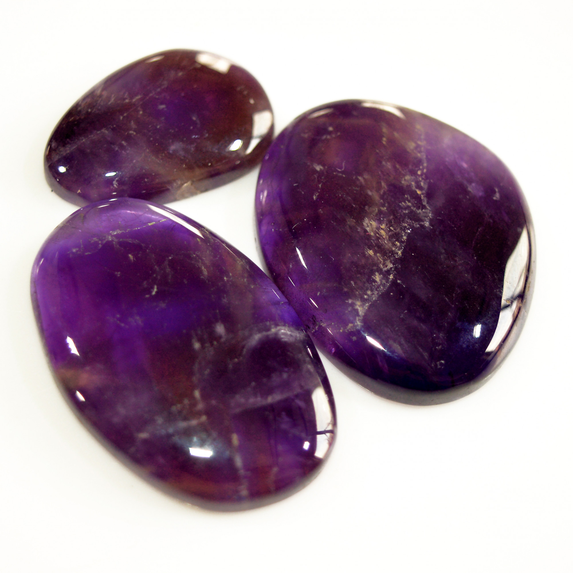 3 Pcs 154 Cts Natural Purple Amethyst Cabochon Loose Semi Precious Wholesale Lot Jewelry Making Wire Wrapping Pendant 36x30 26x17mm 15732