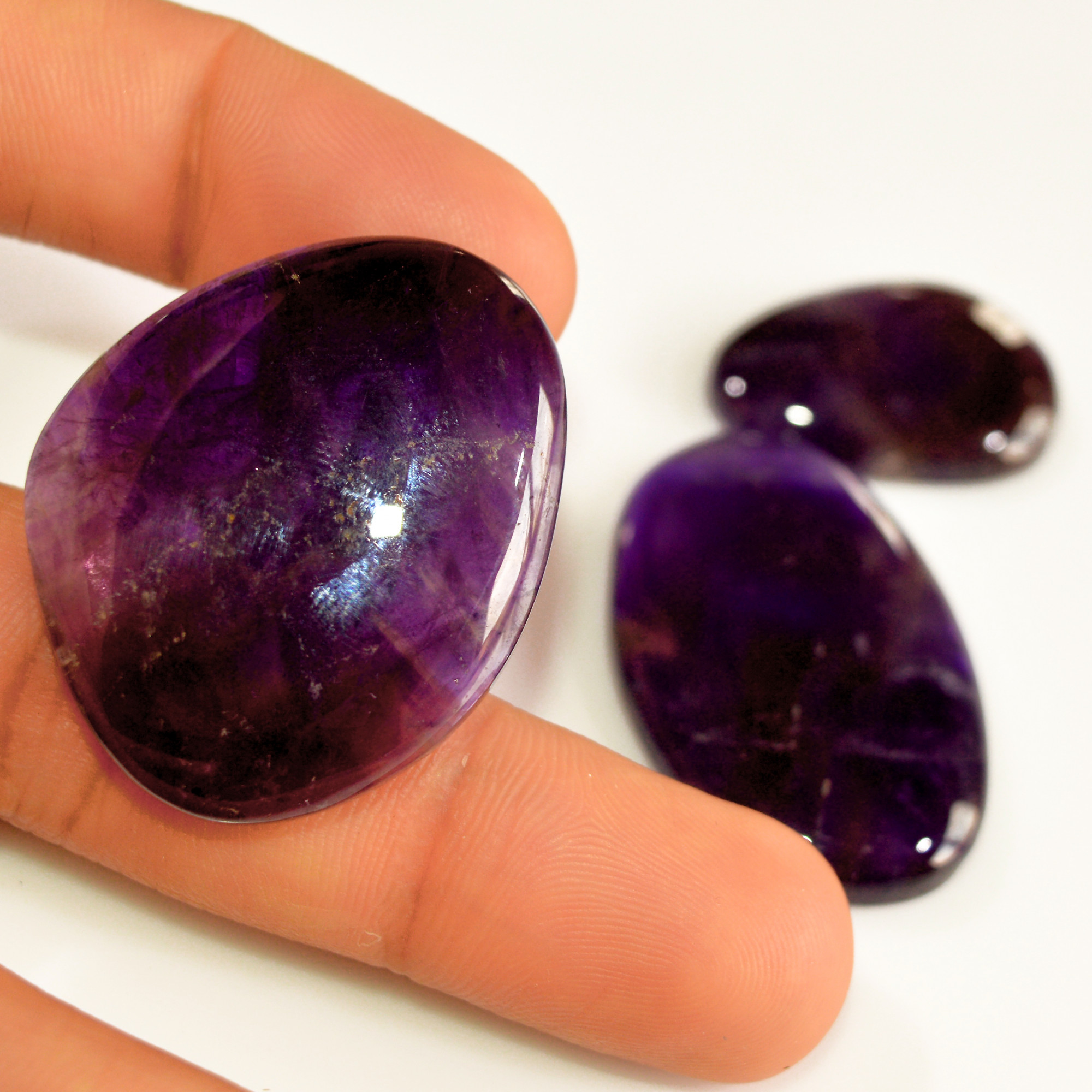 3 Pcs 154 Cts Natural Purple Amethyst Cabochon Loose Semi Precious Wholesale Lot Jewelry Making Wire Wrapping Pendant 36x30 26x17mm 15732