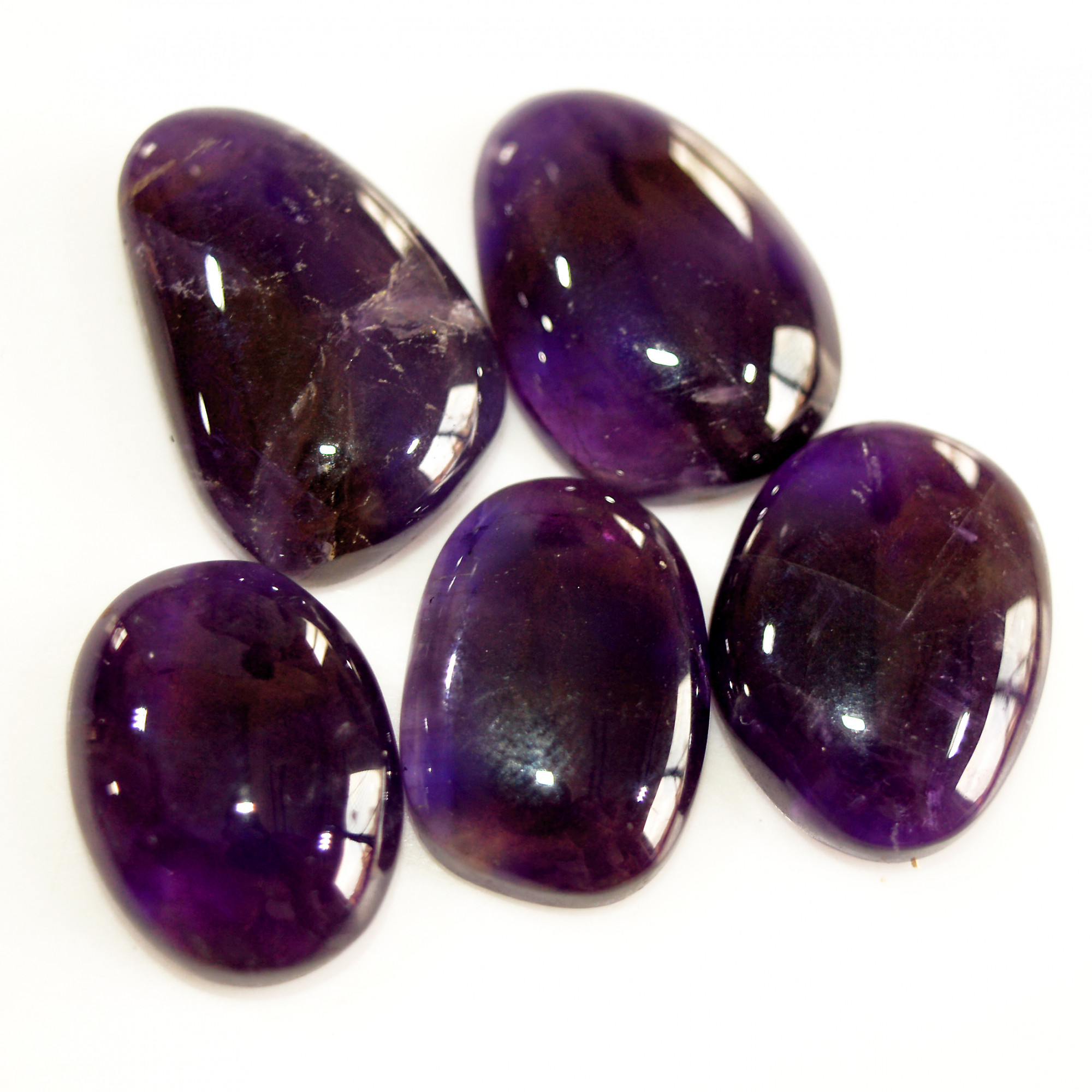 5 Pcs 94 Cts Natural Purple Amethyst Cabochon Loose Semi Precious Wholesale Lot Jewelry Making Wire Wrapping Pendant 24x14 19x13mm 15733