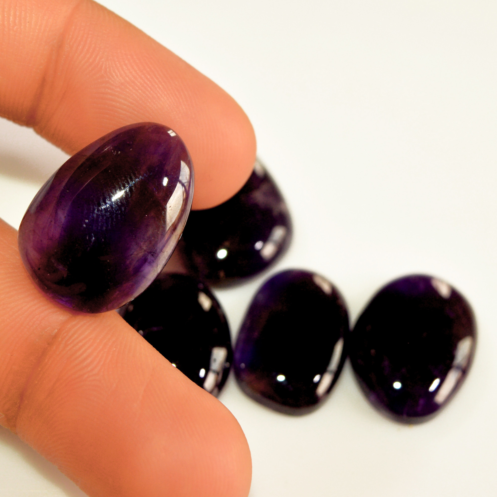 5 Pcs 94 Cts Natural Purple Amethyst Cabochon Loose Semi Precious Wholesale Lot Jewelry Making Wire Wrapping Pendant 24x14 19x13mm 15733