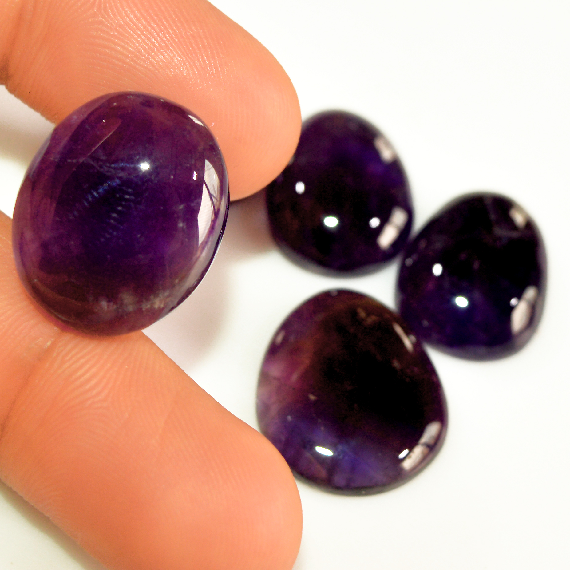 5 Pcs 90 Cts Natural Purple Amethyst Cabochon Loose Semi Precious Wholesale Lot Jewelry Making Wire Wrapping Pendant 20x17 18x14mm 15734