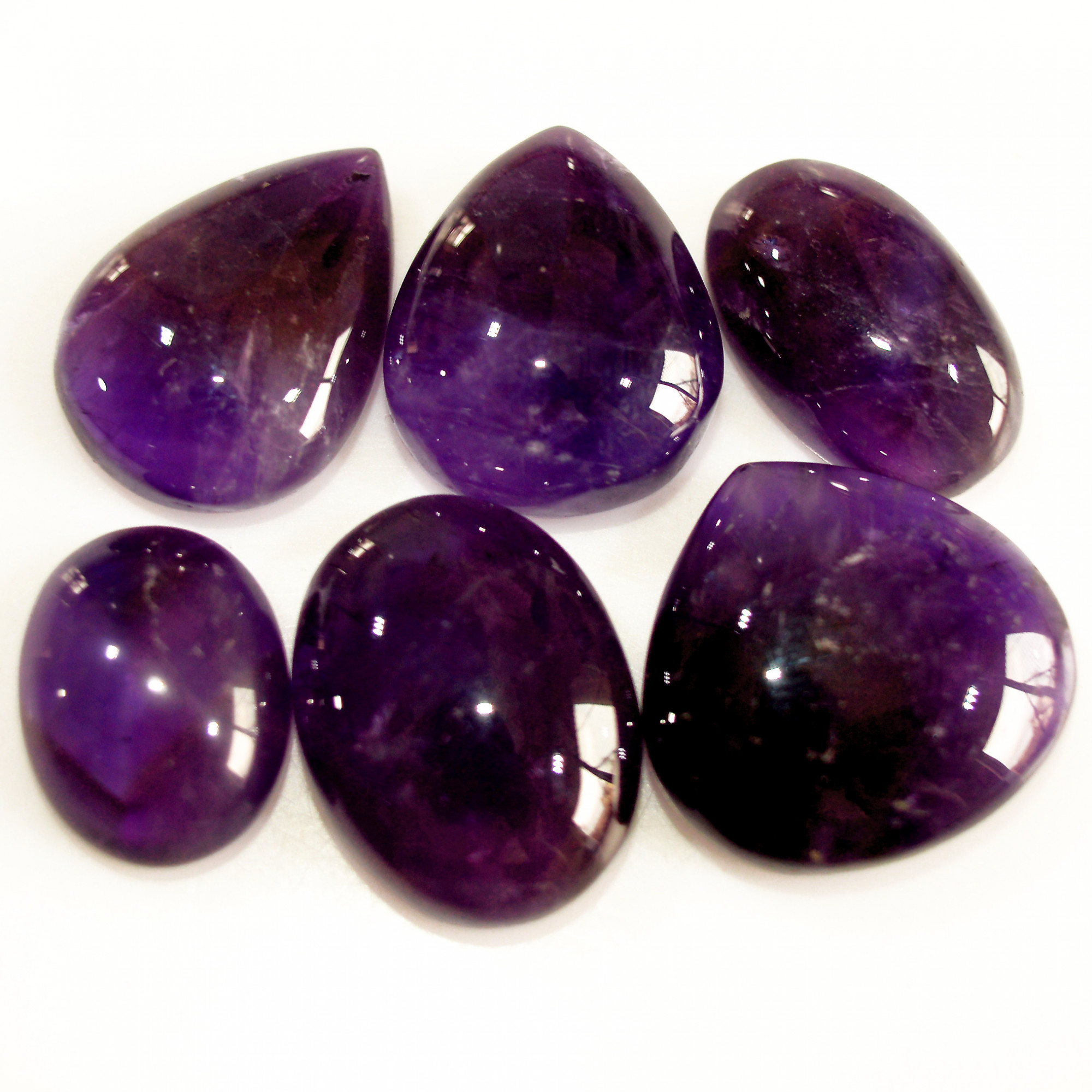 6 Pcs 93 Cts Natural Purple Amethyst Cabochon Loose Semi Precious Wholesale Lot Jewelry Making Wire Wrapping Pendant 18x18 14x10mm 15735
