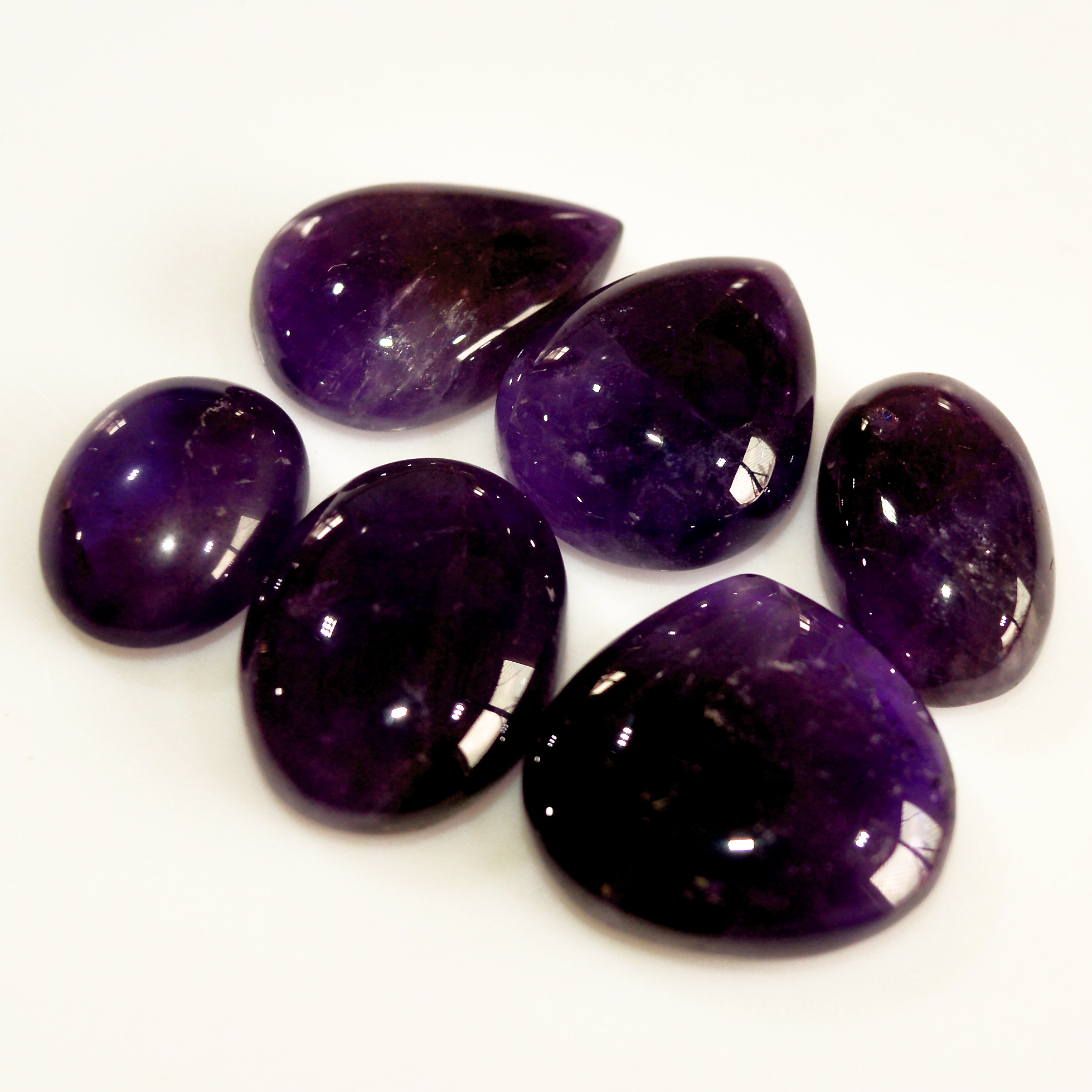 6 Pcs 93 Cts Natural Purple Amethyst Cabochon Loose Semi Precious Wholesale Lot Jewelry Making Wire Wrapping Pendant 18x18 14x10mm 15735