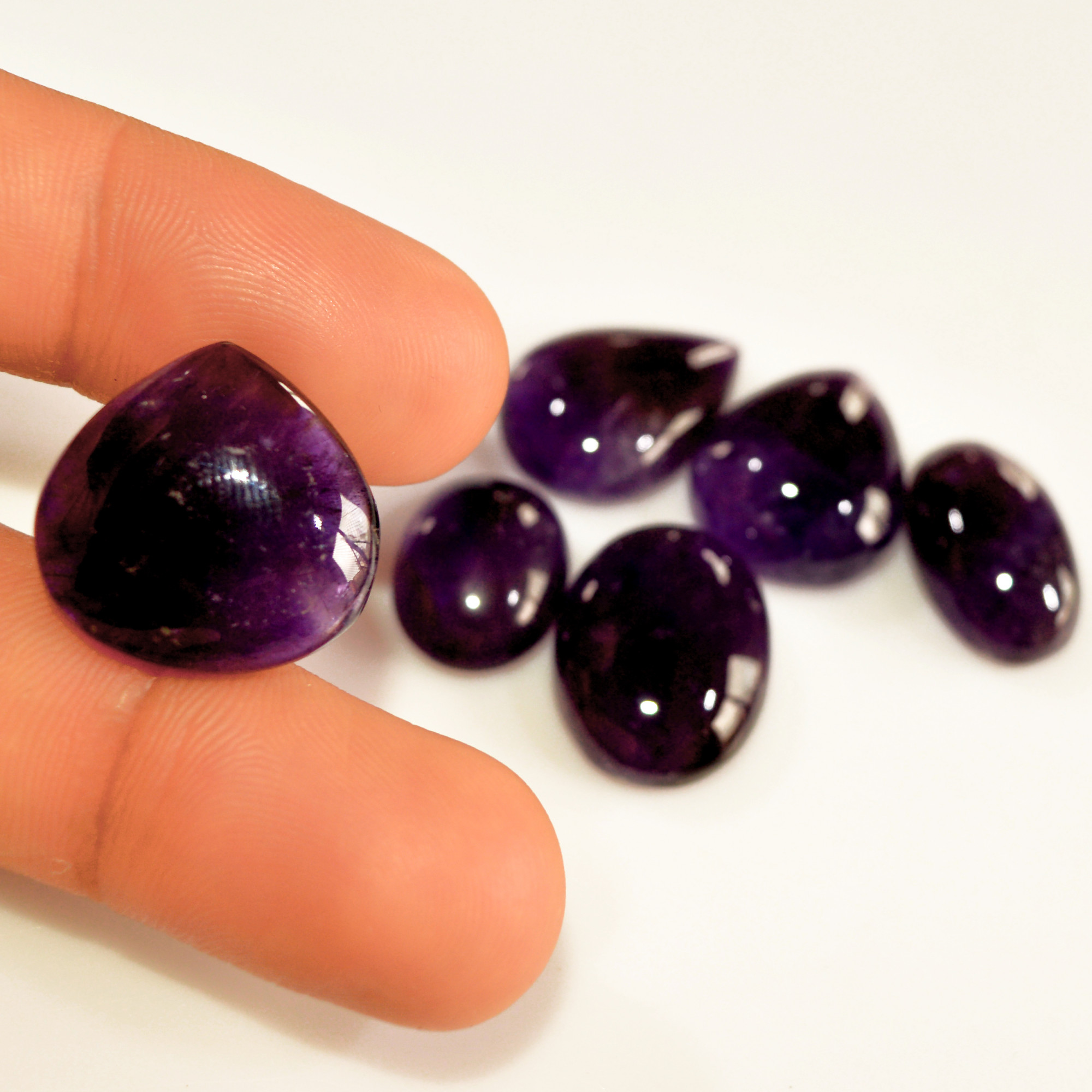 6 Pcs 93 Cts Natural Purple Amethyst Cabochon Loose Semi Precious Wholesale Lot Jewelry Making Wire Wrapping Pendant 18x18 14x10mm 15735