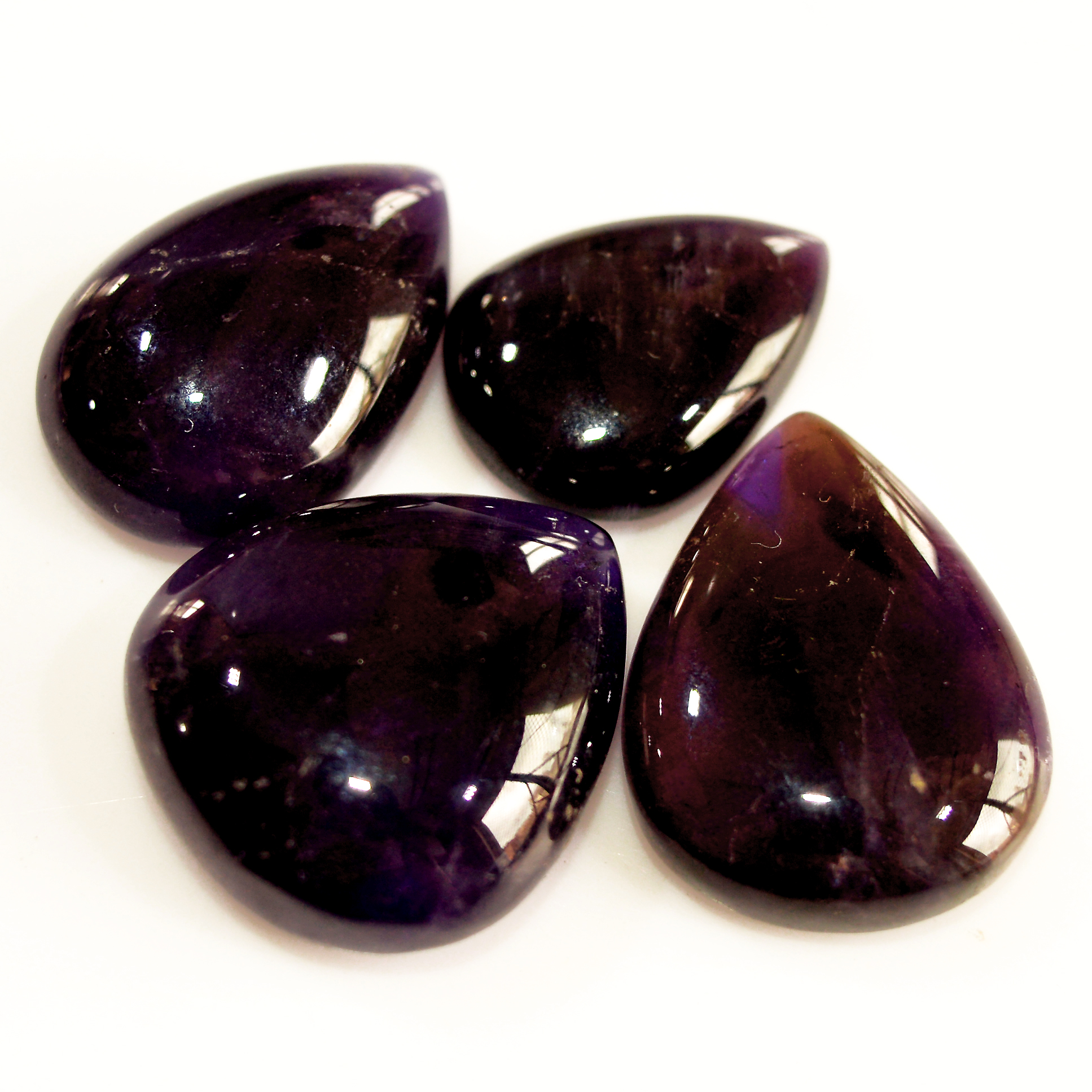 4 Pcs 110 Cts Natural Purple Amethyst Cabochon Loose Semi Precious Wholesale Lot Jewelry Making Wire Wrapping Pendant 25x18 20x14mm 15736