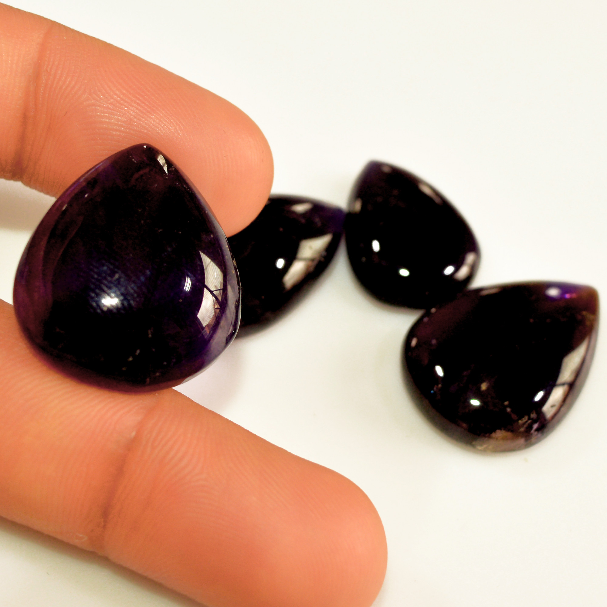 4 Pcs 110 Cts Natural Purple Amethyst Cabochon Loose Semi Precious Wholesale Lot Jewelry Making Wire Wrapping Pendant 25x18 20x14mm 15736