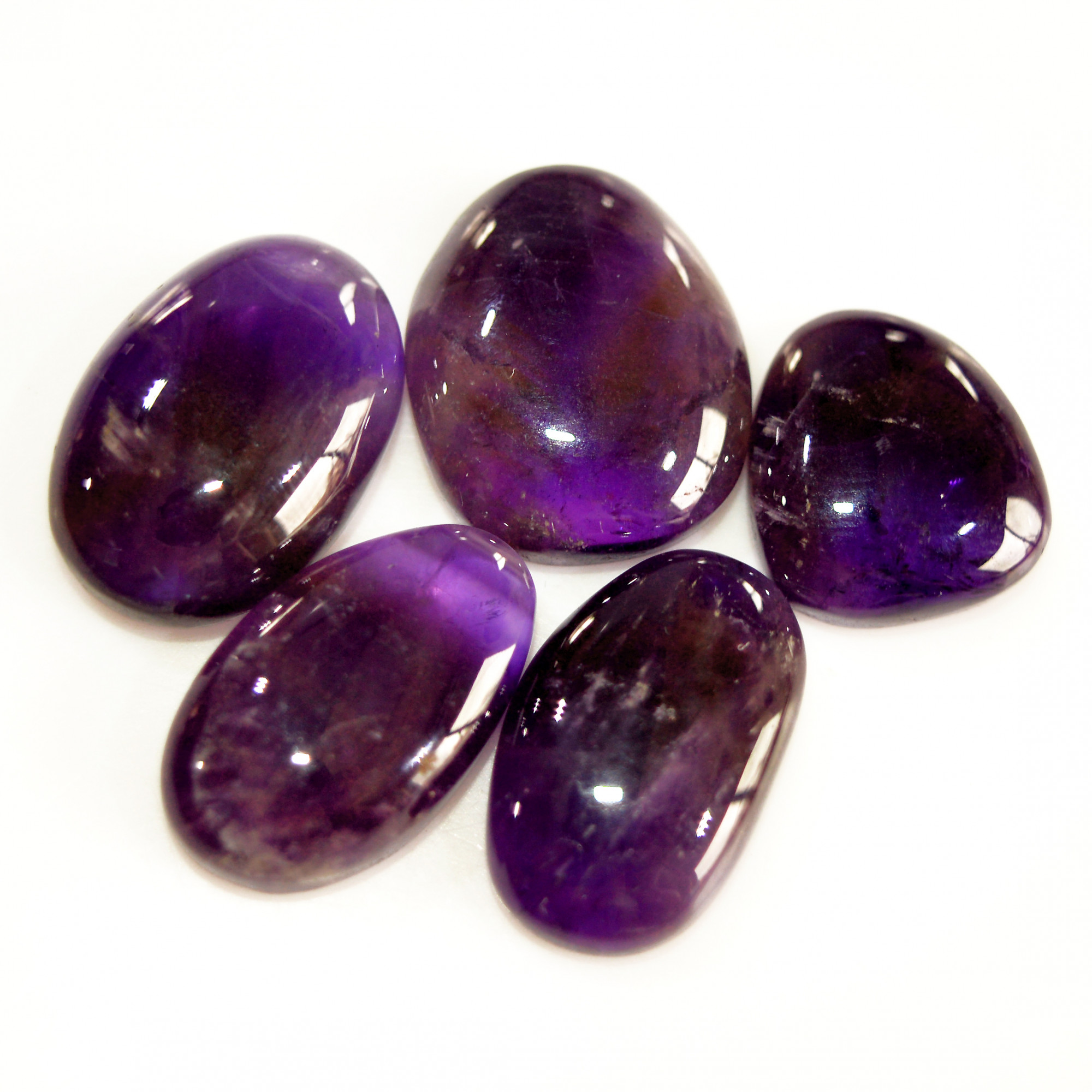 5 Pcs 95 Cts Natural Purple Amethyst Cabochon Loose Semi Precious Wholesale Lot Jewelry Making Wire Wrapping Pendant 21x16 16x15mm 15737