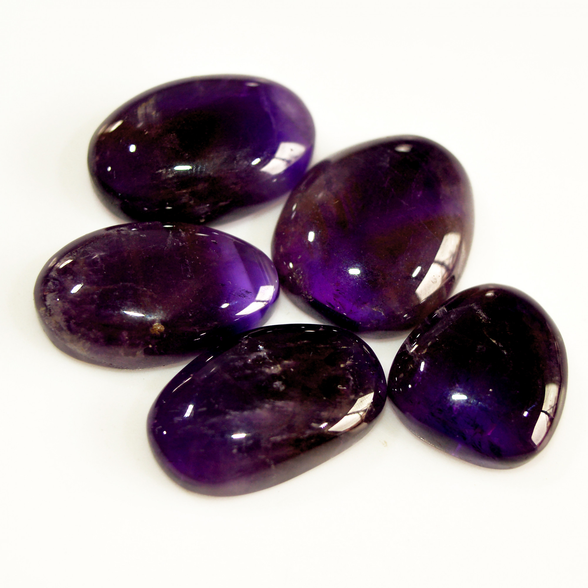 5 Pcs 95 Cts Natural Purple Amethyst Cabochon Loose Semi Precious Wholesale Lot Jewelry Making Wire Wrapping Pendant 21x16 16x15mm 15737