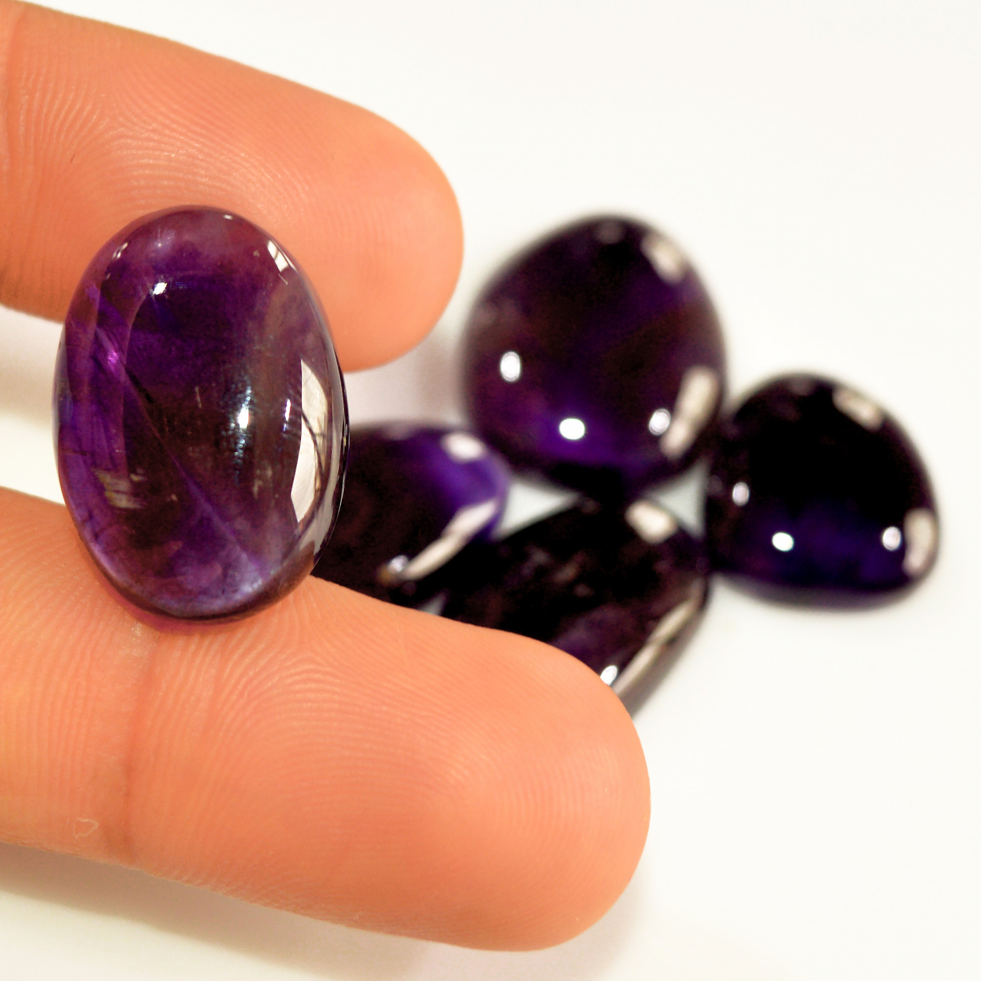 5 Pcs 95 Cts Natural Purple Amethyst Cabochon Loose Semi Precious Wholesale Lot Jewelry Making Wire Wrapping Pendant 21x16 16x15mm 15737