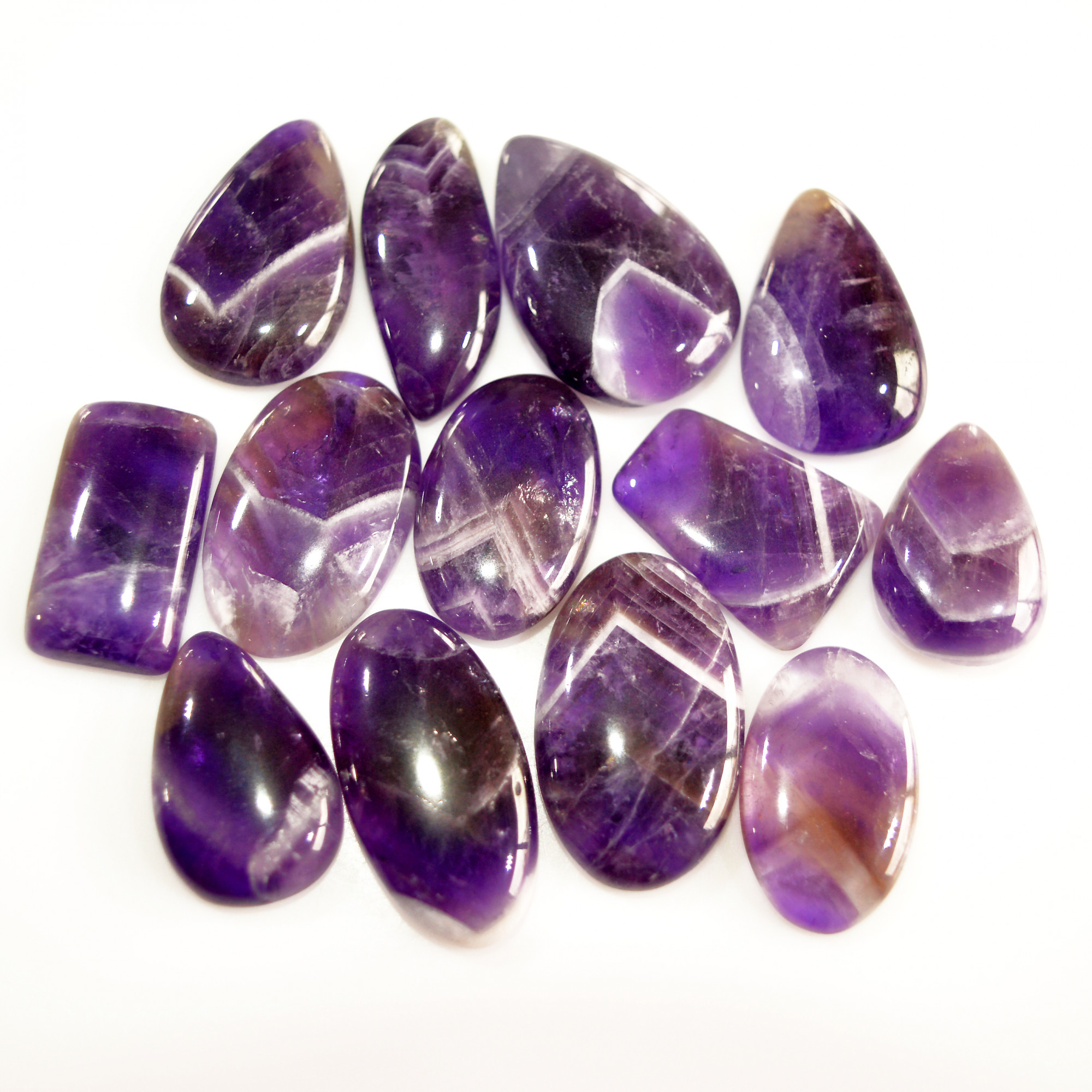 13 Pcs 257 Cts Amethyst Cabochon Gemstone lot 28x18 20x14mm R-15738