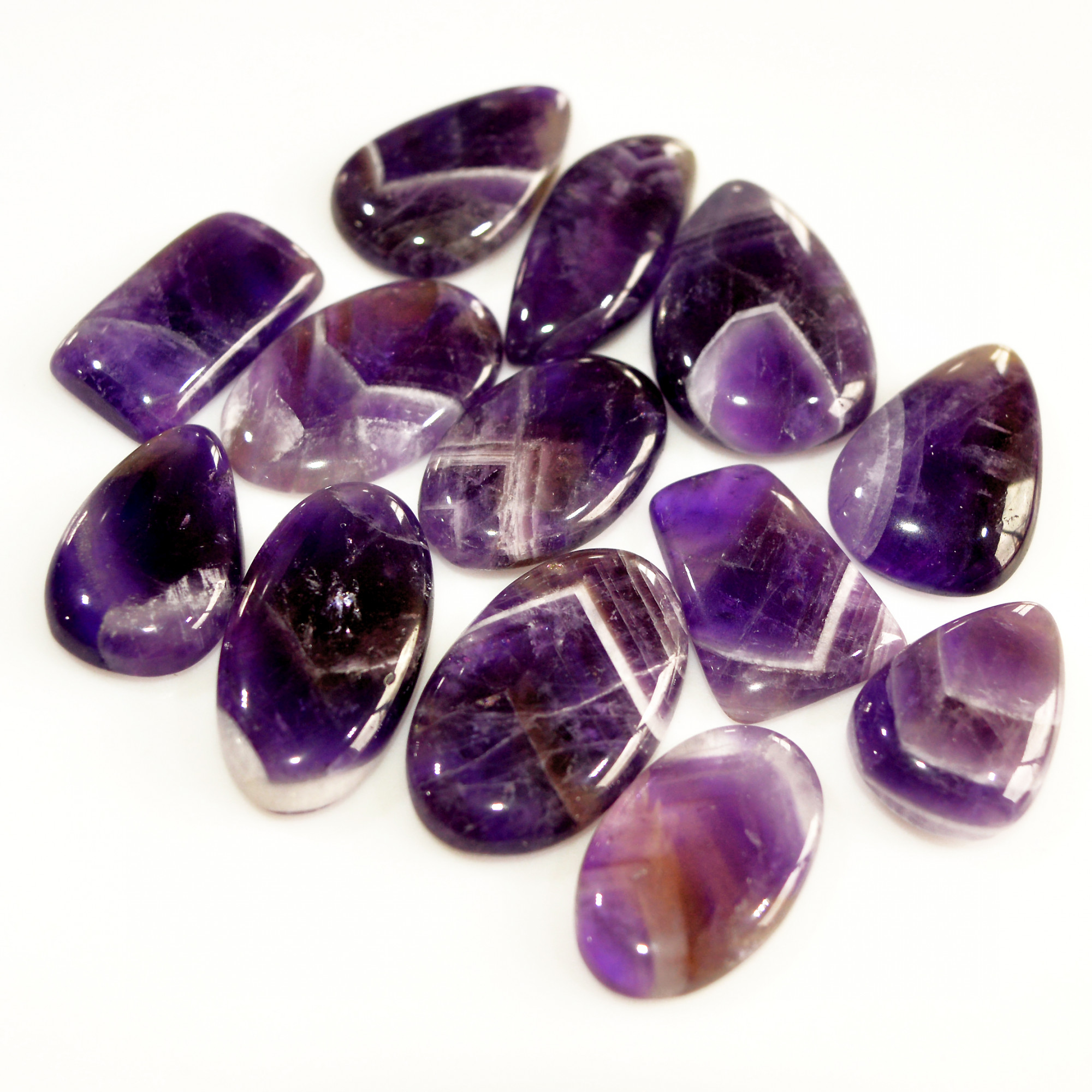 13 Pcs 257 Cts Amethyst Cabochon Gemstone lot 28x18 20x14mm R-15738