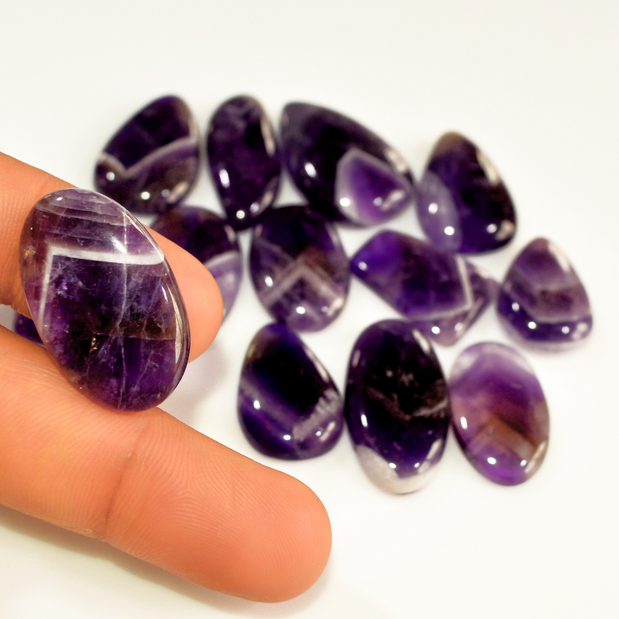13 Pcs 257 Cts Amethyst Cabochon Gemstone lot 28x18 20x14mm R-15738