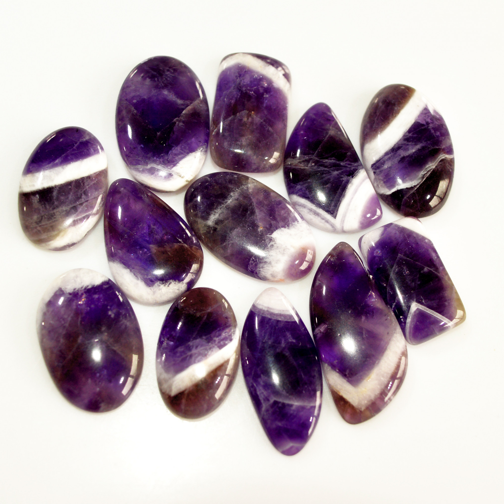 12Pcs 254Ct Natural Amethyst Cabochon Mixed Shapes Gemstone Lot For Pendants Handmade Craft Supplies For Jewelry Making 32x13 22x13mm 15739