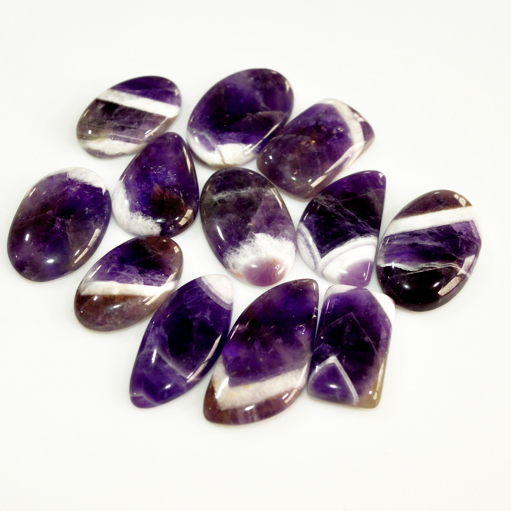 12Pcs 254Ct Natural Amethyst Cabochon Mixed Shapes Gemstone Lot For Pendants Handmade Craft Supplies For Jewelry Making 32x13 22x13mm 15739