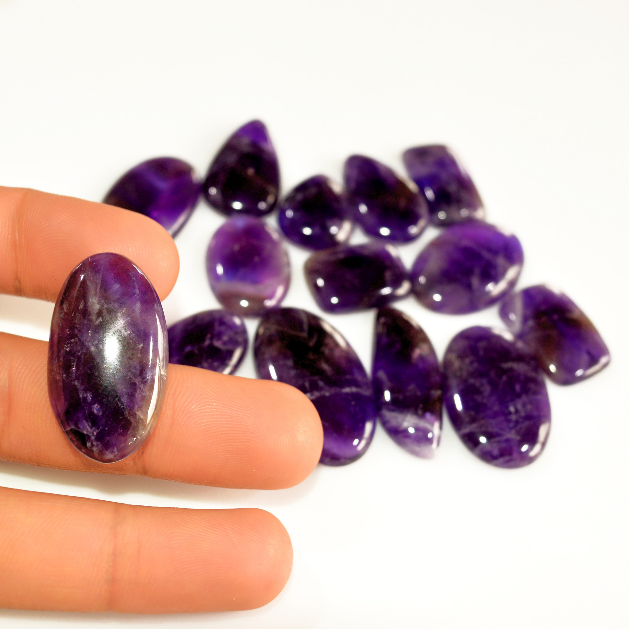 14Pcs 272Ct Natural Amethyst Cabochon Mixed Shapes Gemstone Lot For Pendants Handmade Craft Supplies For Jewelry Making 30x17 17x13mm 15741