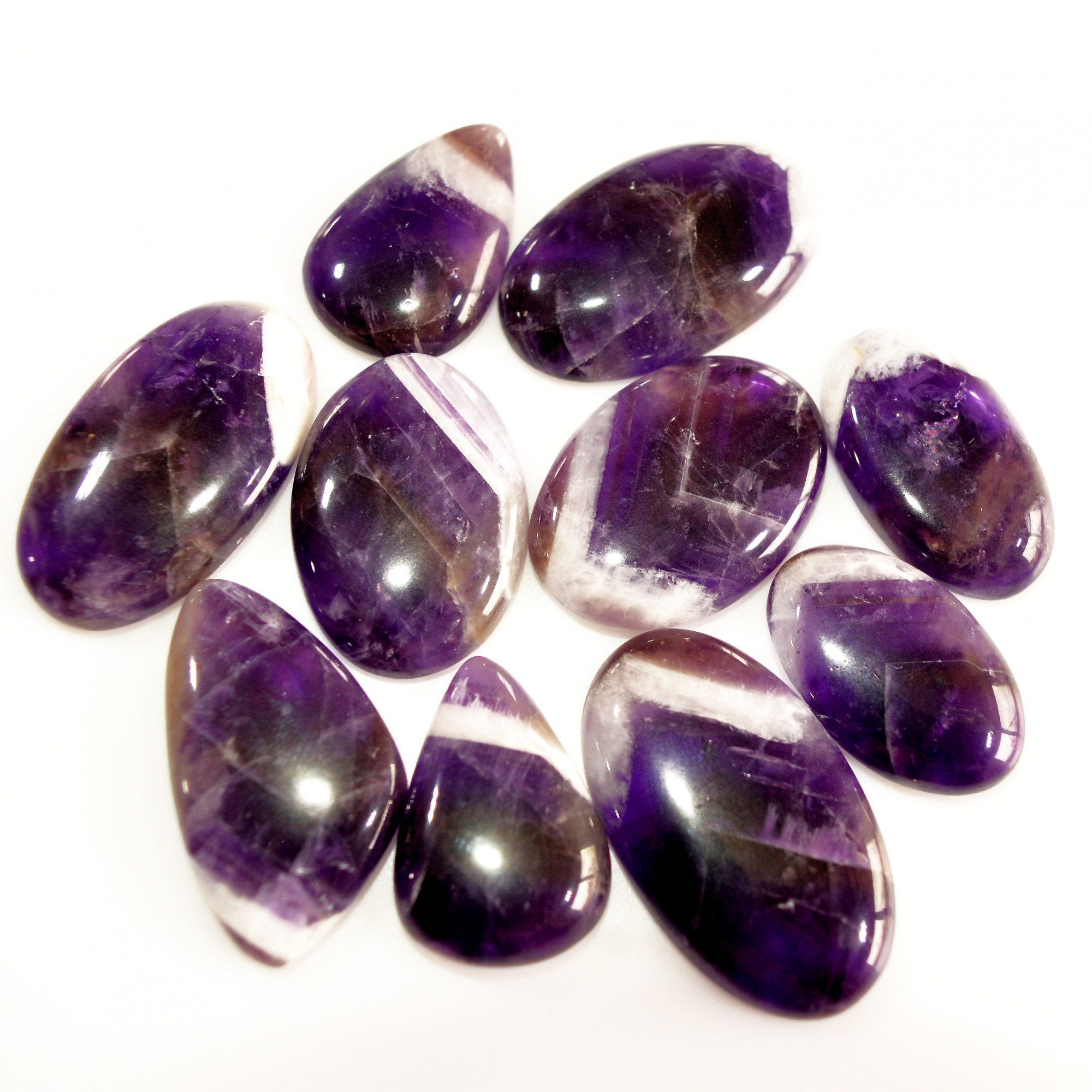10Pcs 272Ct Natural Amethyst Cabochon Mixed Shapes Gemstone Lot For Pendants Handmade Craft Supplies For Jewelry Making 34x20 24x15mm 15742