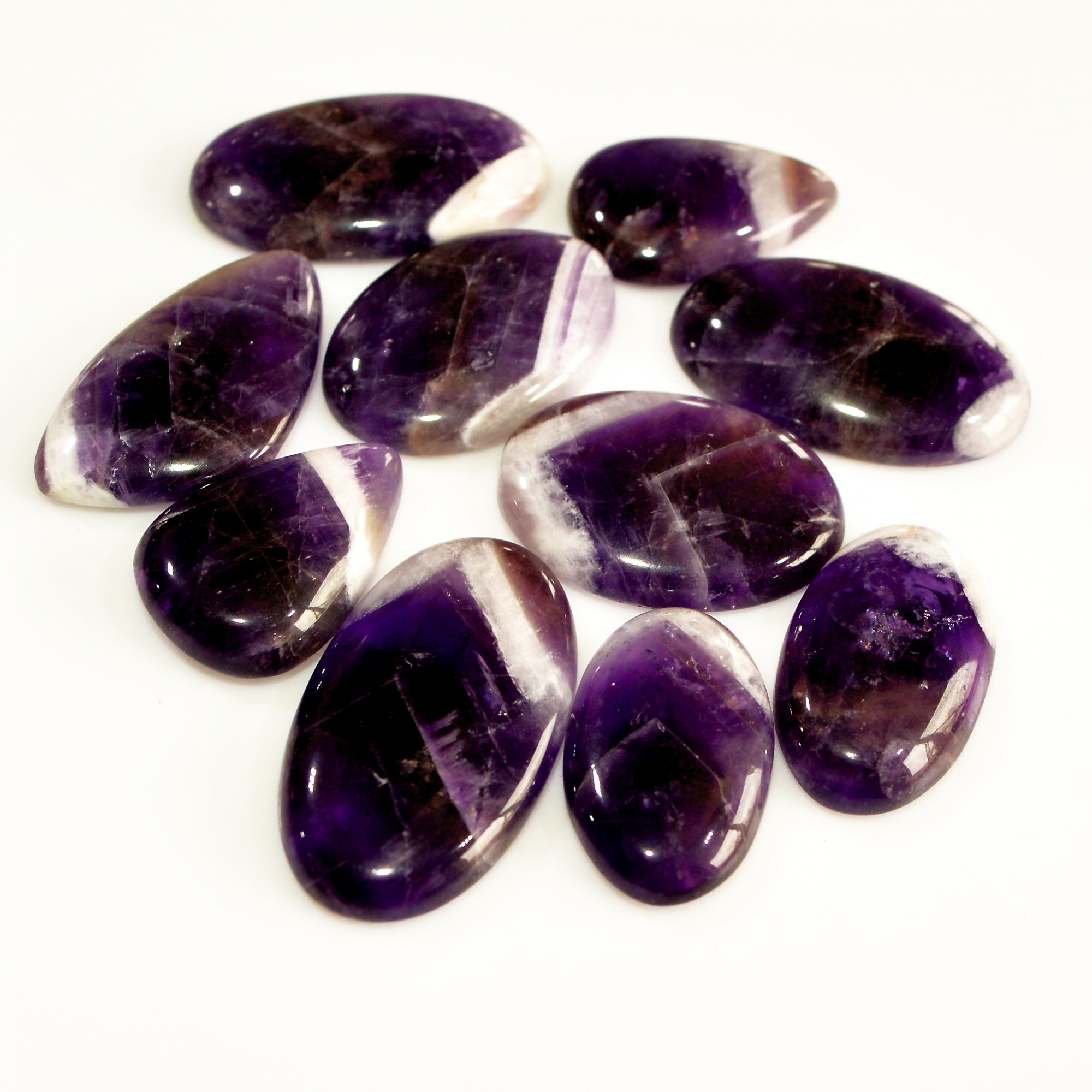 10Pcs 272Ct Natural Amethyst Cabochon Mixed Shapes Gemstone Lot For Pendants Handmade Craft Supplies For Jewelry Making 34x20 24x15mm 15742