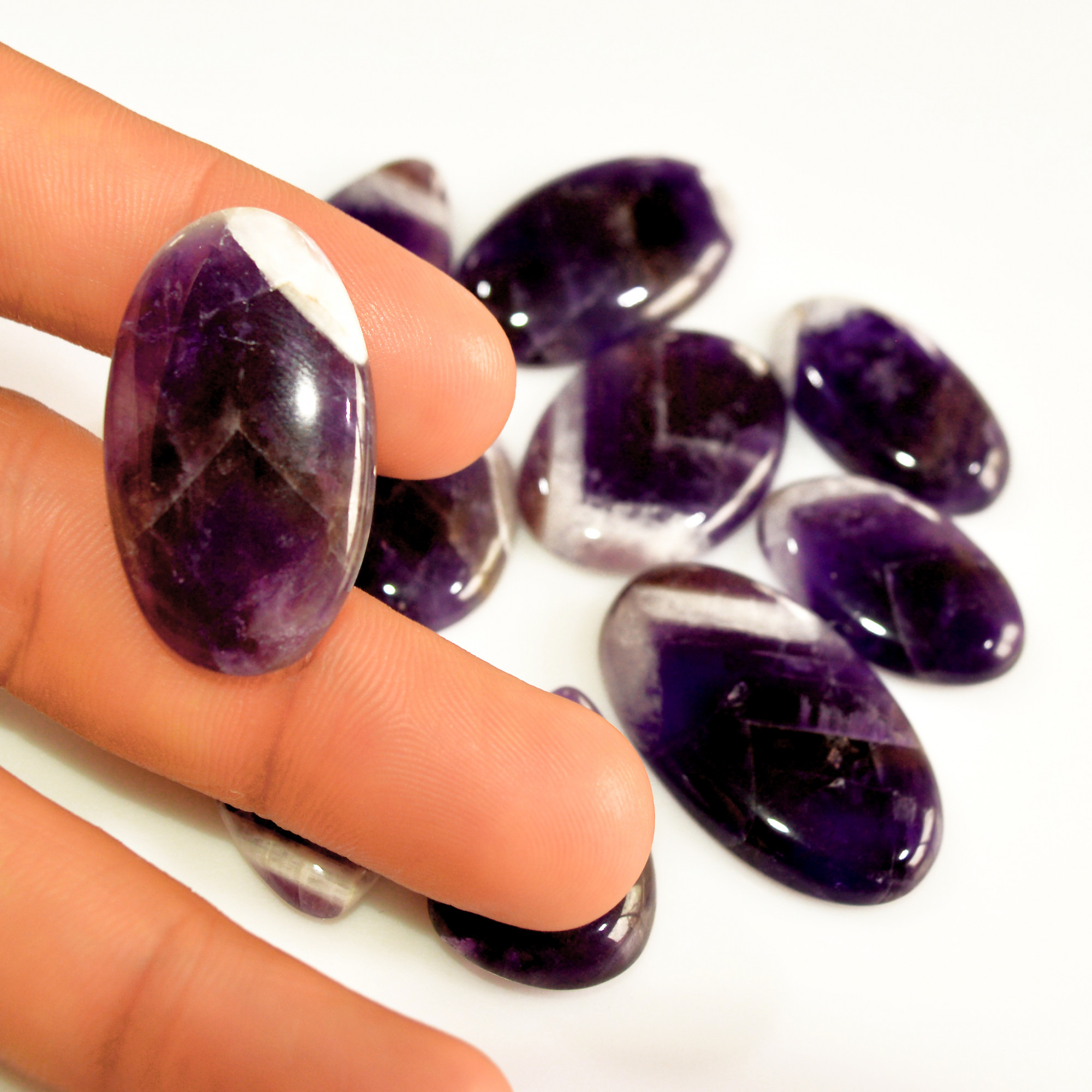 10Pcs 272Ct Natural Amethyst Cabochon Mixed Shapes Gemstone Lot For Pendants Handmade Craft Supplies For Jewelry Making 34x20 24x15mm 15742