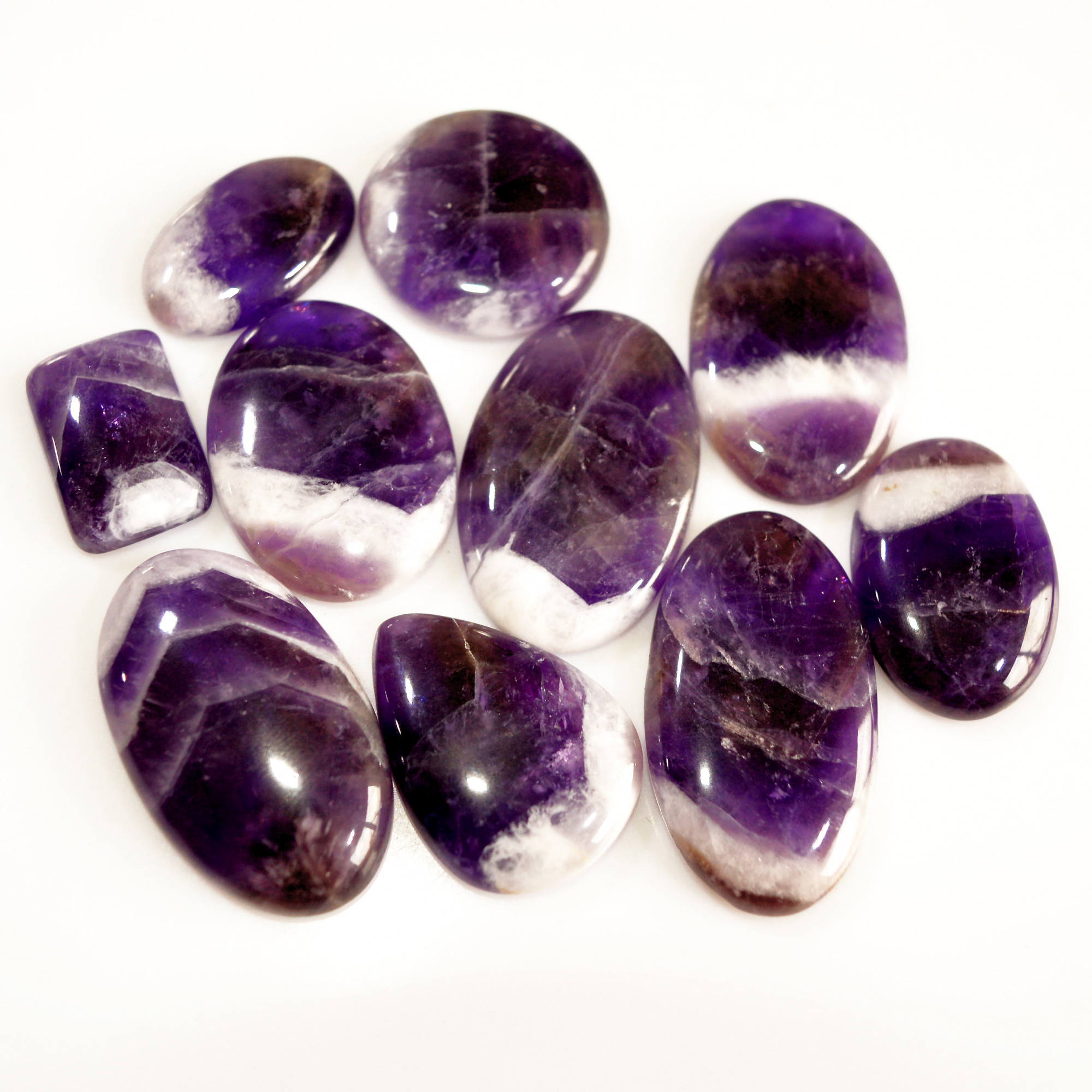 10Pcs 283Ct Natural Amethyst Cabochon Mixed Shapes Gemstone Lot For Pendants Handmade Craft Supplies For Jewelry Making 35x19 18x11mm 15743