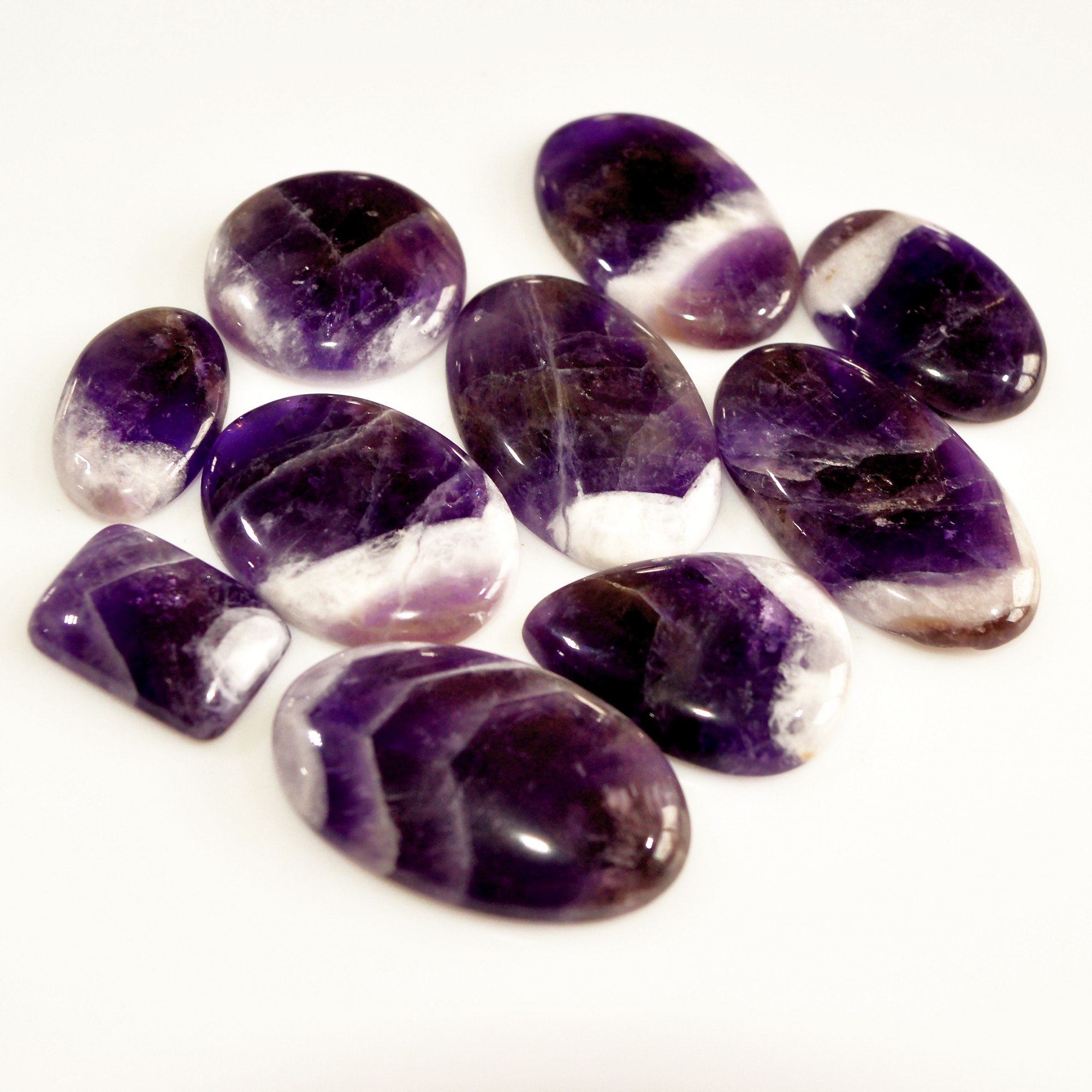 10Pcs 283Ct Natural Amethyst Cabochon Mixed Shapes Gemstone Lot For Pendants Handmade Craft Supplies For Jewelry Making 35x19 18x11mm 15743
