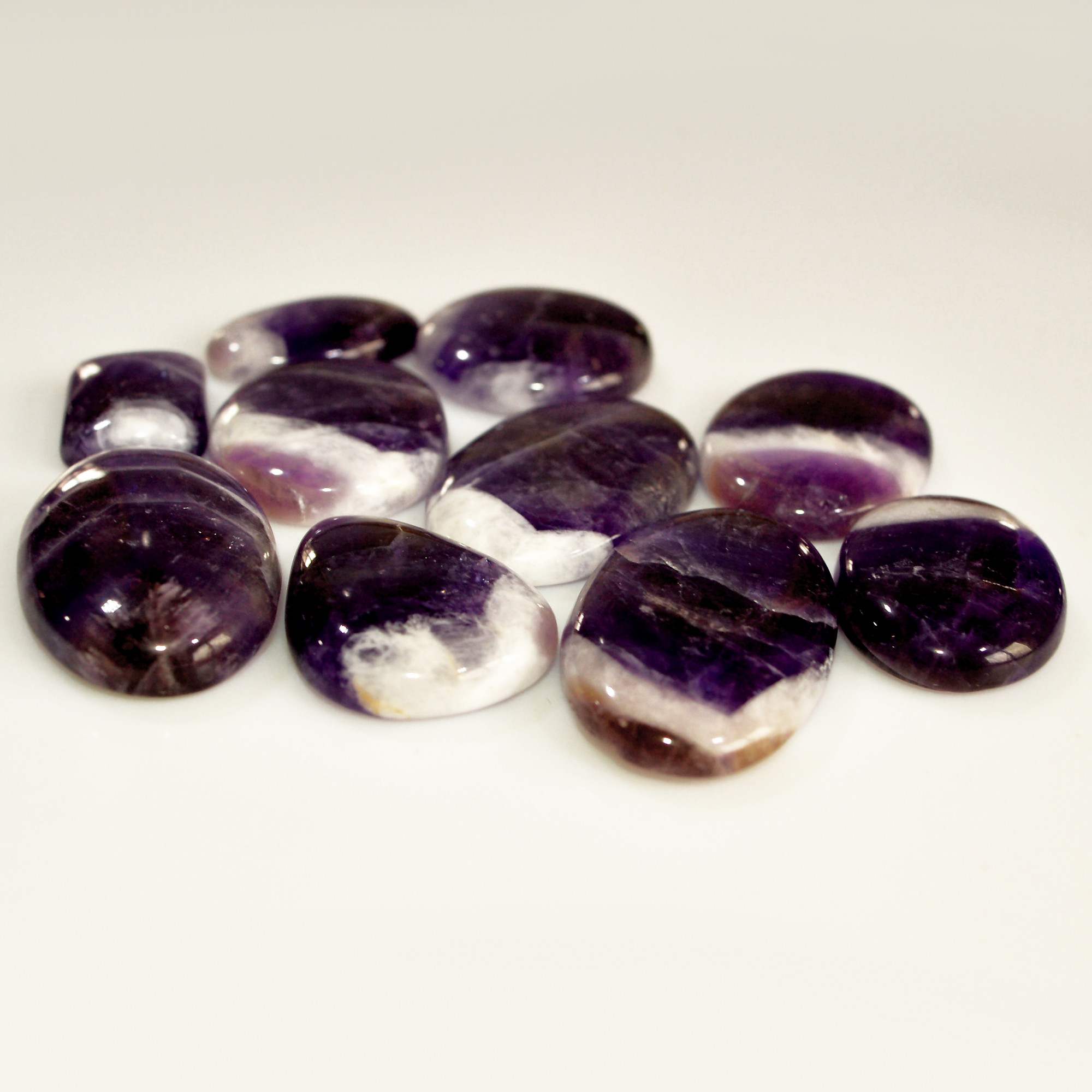 10Pcs 283Ct Natural Amethyst Cabochon Mixed Shapes Gemstone Lot For Pendants Handmade Craft Supplies For Jewelry Making 35x19 18x11mm 15743