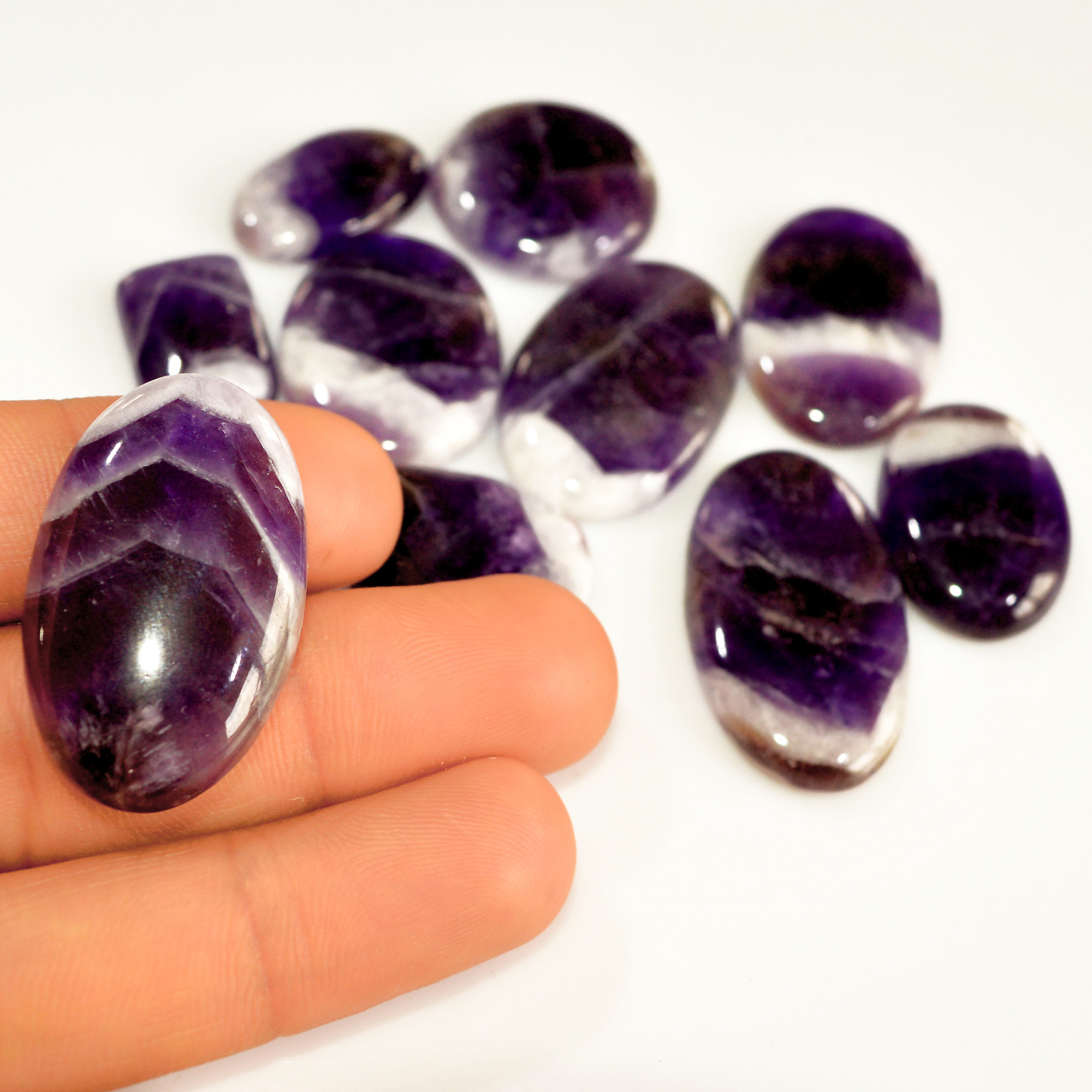 10Pcs 283Ct Natural Amethyst Cabochon Mixed Shapes Gemstone Lot For Pendants Handmade Craft Supplies For Jewelry Making 35x19 18x11mm 15743