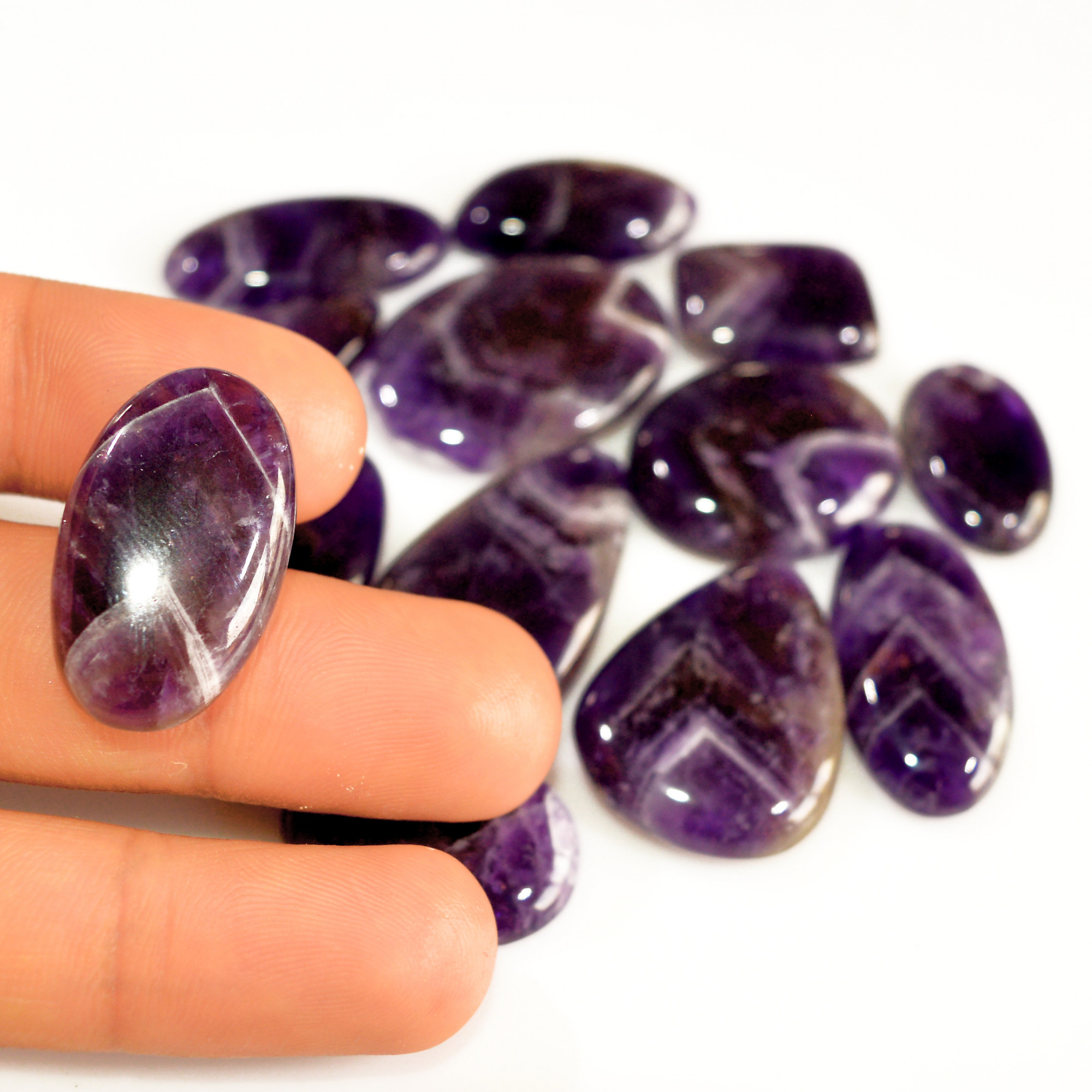 13Pcs 312Ct Natural Amethyst Cabochon Mixed Shapes Gemstone Lot For Pendants Handmade Craft Supplies For Jewelry Making 32x17 19x12mm 15744