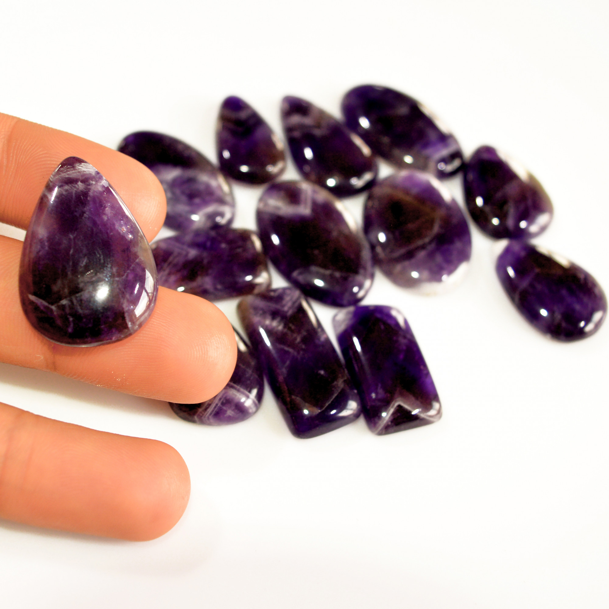 13Pcs 312Ct Natural Amethyst Cabochon Mixed Shapes Gemstone Lot For Pendants Handmade Craft Supplies For Jewelry Making 29x19 20x14mm 15745