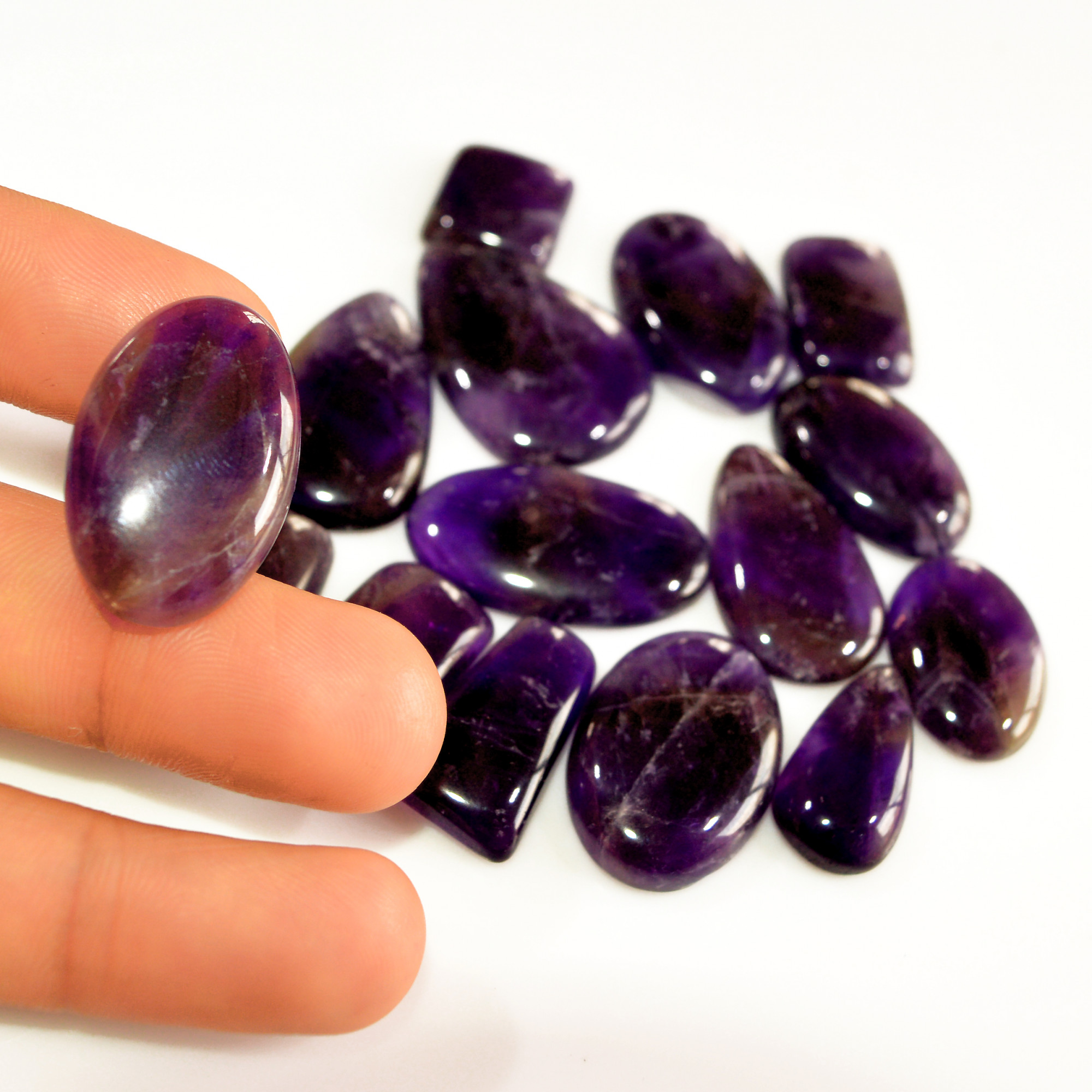 16Pcs 322Ct Natural Amethyst Cabochon Mixed Shapes Gemstone Lot For Pendants Handmade Craft Supplies For Jewelry Making 30x20 15x10mm 15746