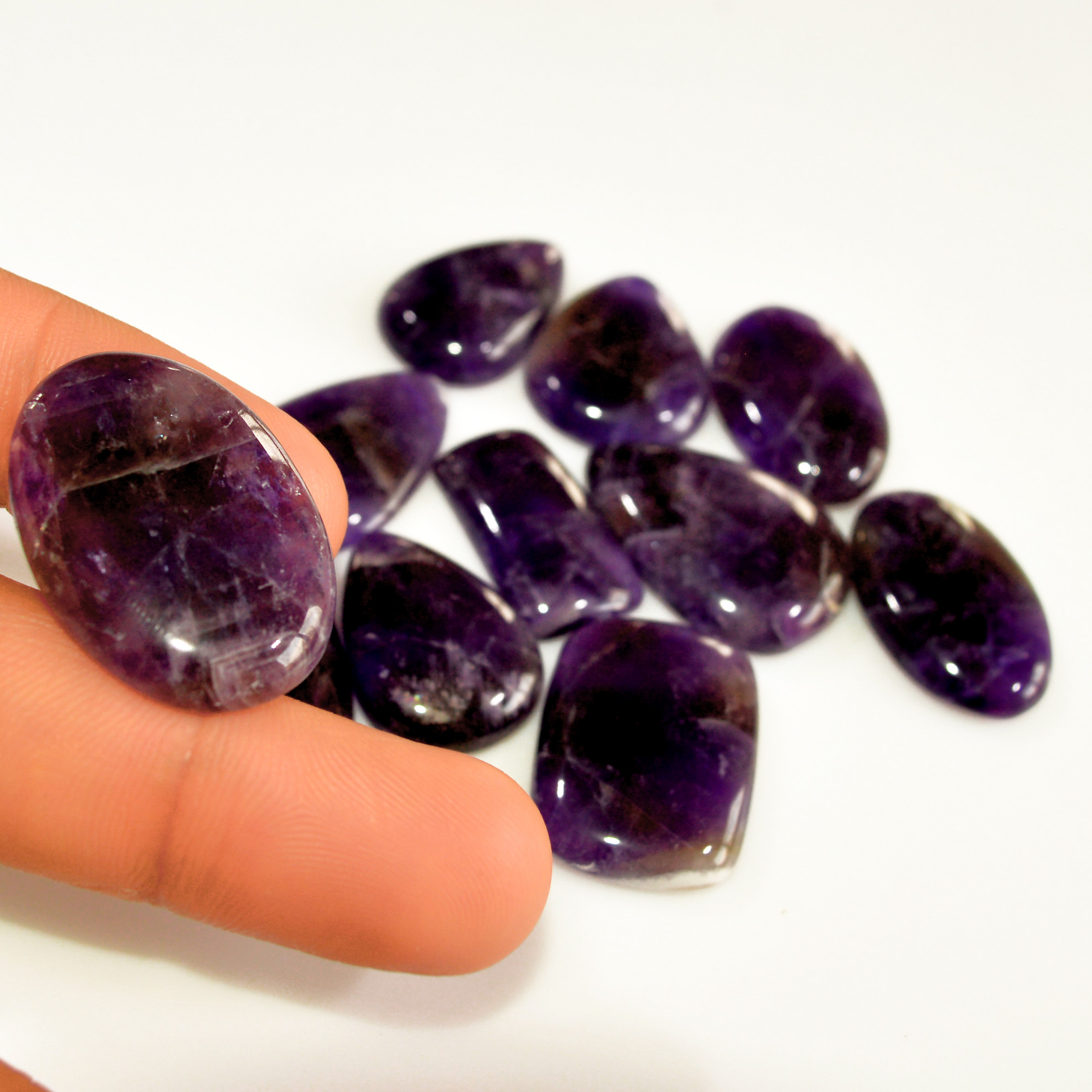 11Pcs 238Ct Natural Amethyst Cabochon Mixed Shapes Gemstone Lot For Pendants Handmade Craft Supplies For Jewelry Making 28x15 20x14mm 15747