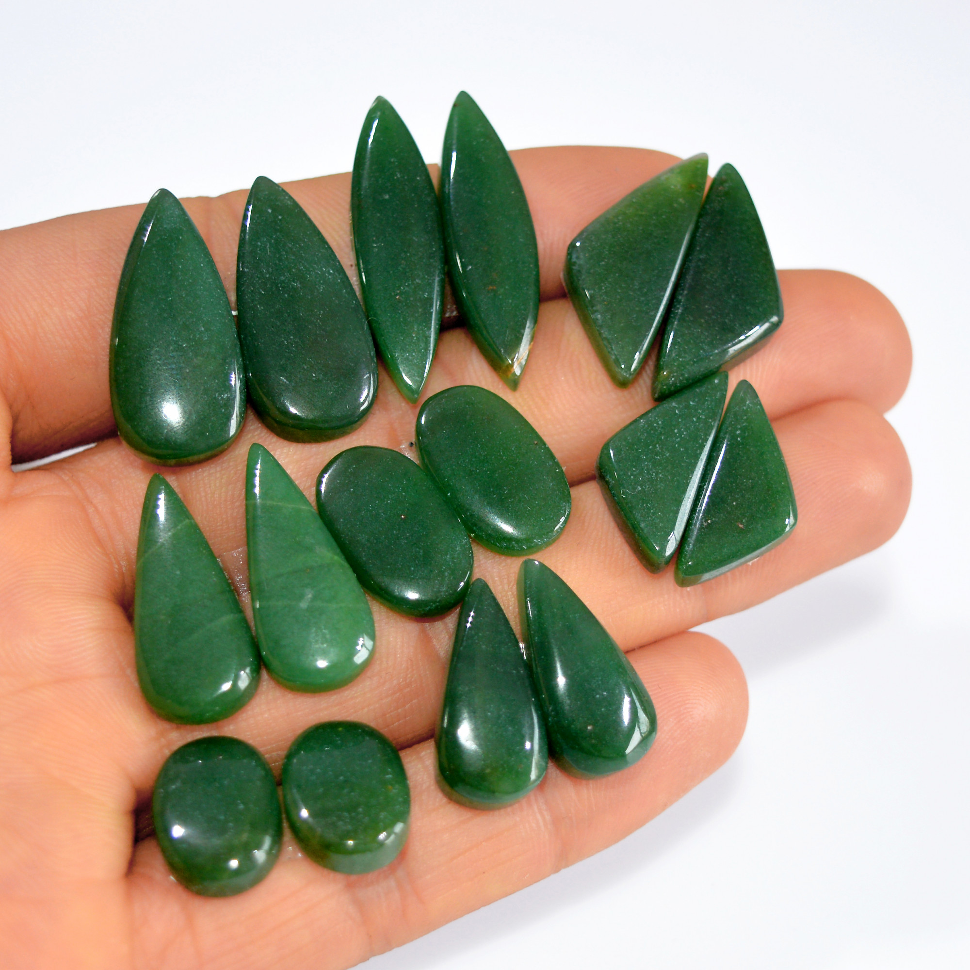8Pairs 149Cts Natural Green Jade Cabochon Pairs Mixed Shapes Gemstone Lot For Silver Earrings Handmade Craft Supplies 25x10 13x9mm 15749