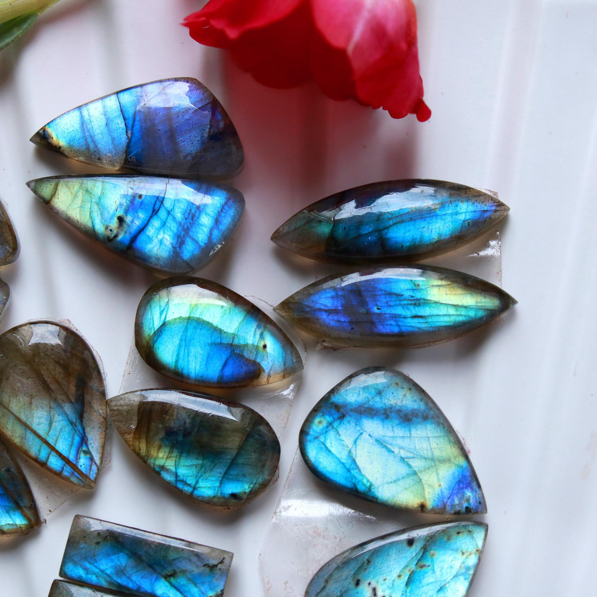 7Pairs 86Cts Natural Labradorite Cabochon Pair For Earrings Labradorite Gemstone Cabochon Crystal For Womens Earring 23x6 15x5mm 15788
