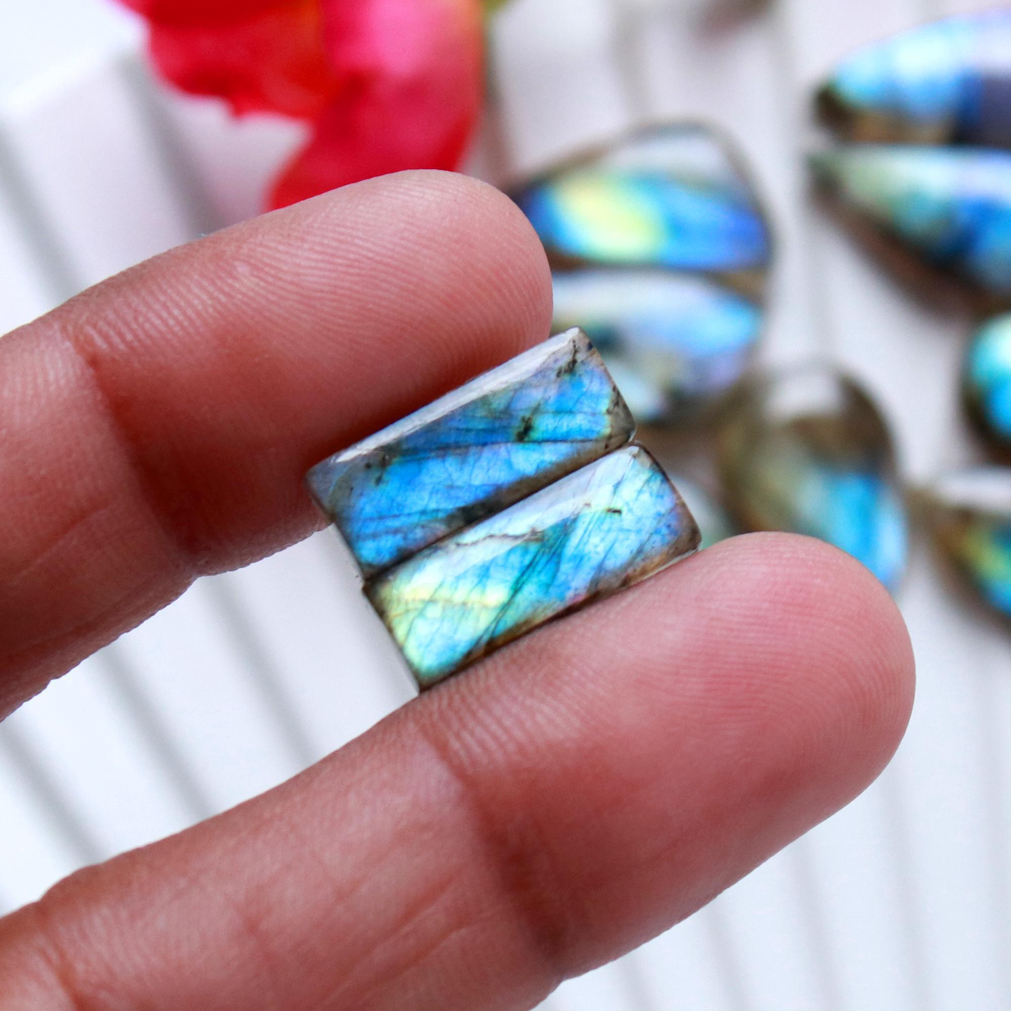 7Pairs 86Cts Natural Labradorite Cabochon Pair For Earrings Labradorite Gemstone Cabochon Crystal For Womens Earring 23x6 15x5mm 15788