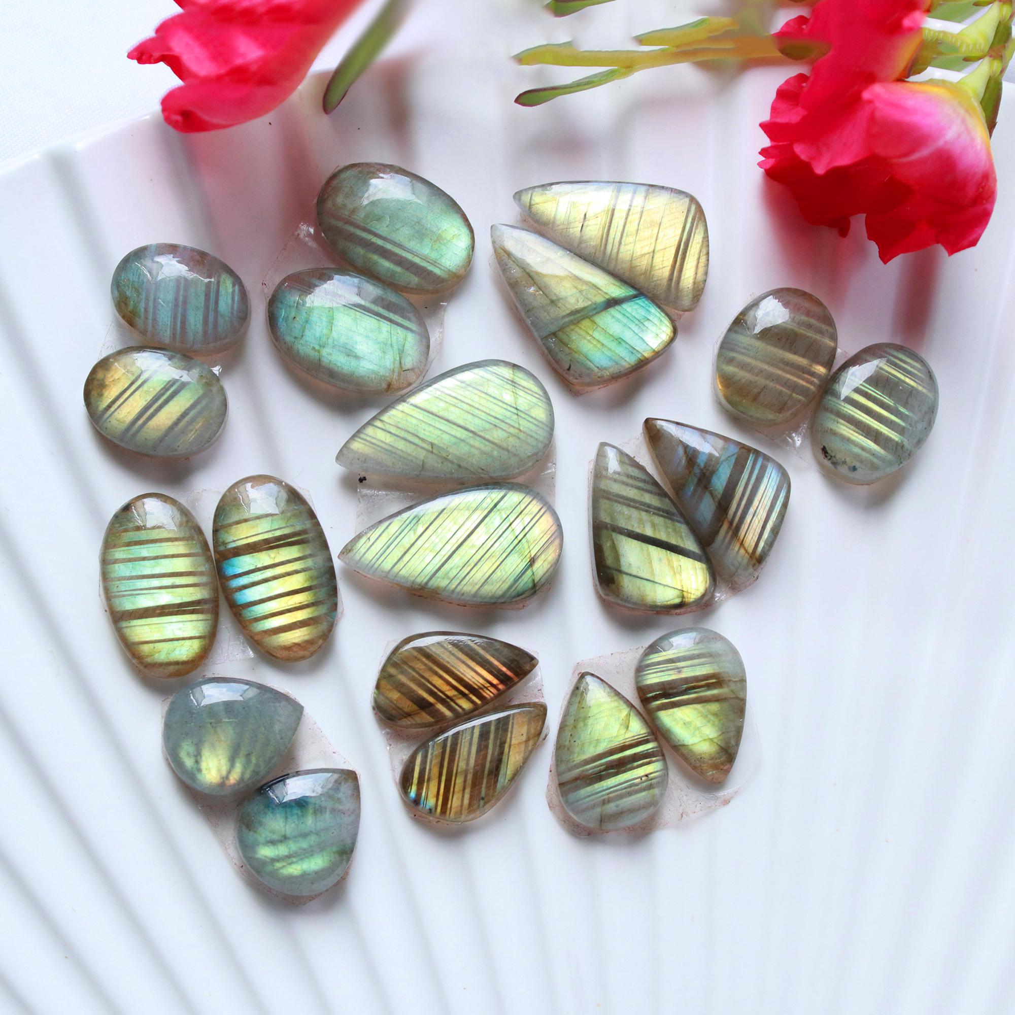 10Pairs 107Cts Natural Labradorite Cabochon Pair For Earrings Labradorite Gemstone Cabochon Crystal For Womens Earring 20x10 11x10mm 15794