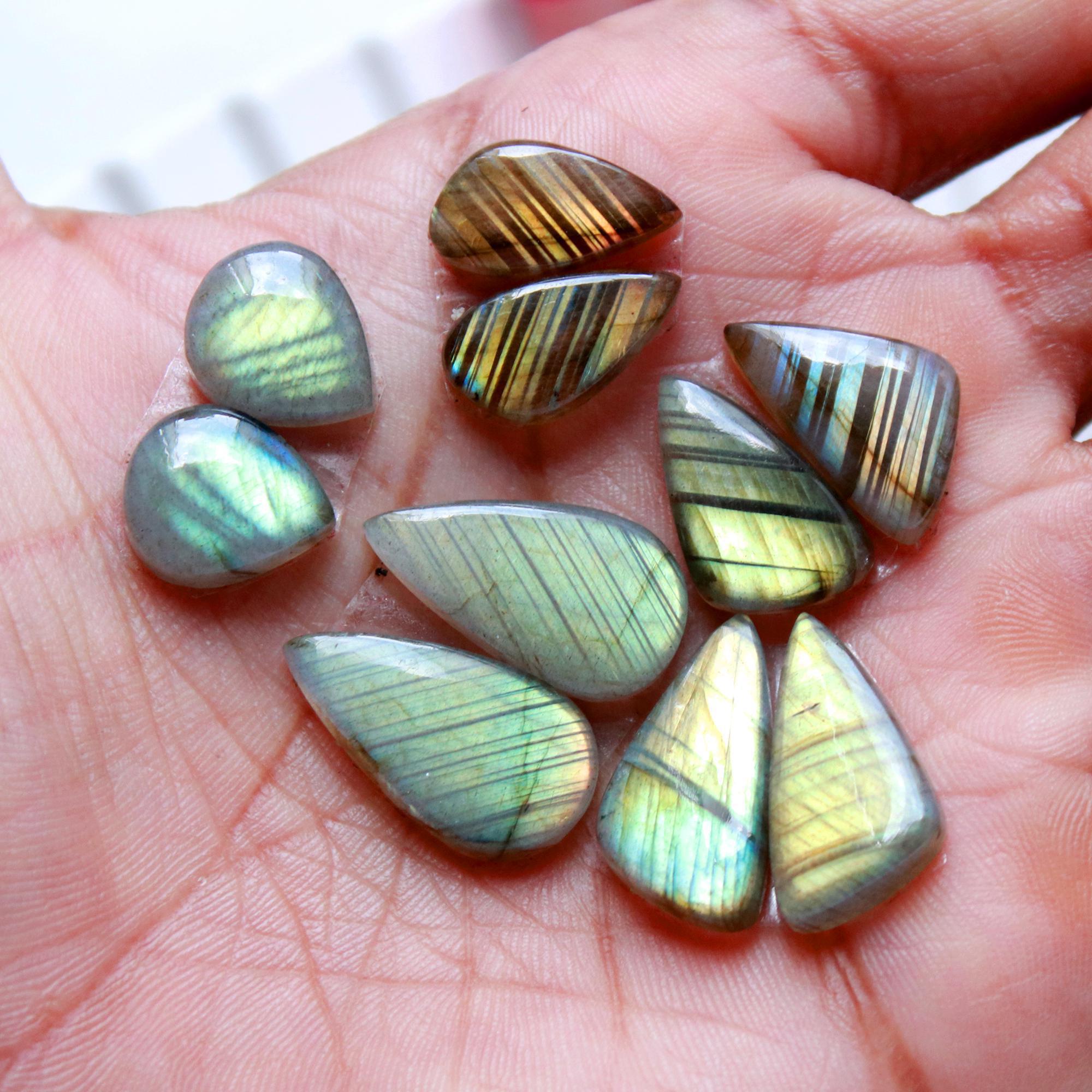10Pairs 107Cts Natural Labradorite Cabochon Pair For Earrings Labradorite Gemstone Cabochon Crystal For Womens Earring 20x10 11x10mm 15794