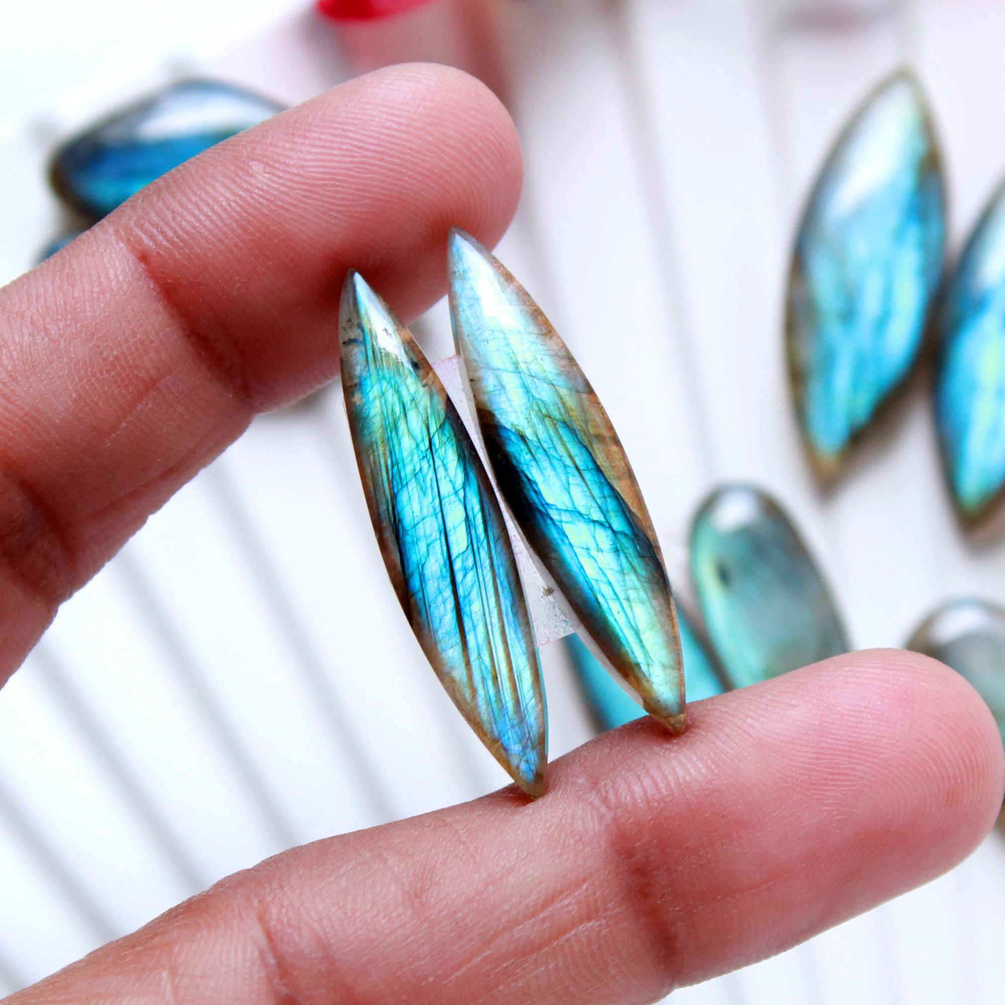 5Pairs 115Cts Natural Labradorite Cabochon Pair For Earrings Labradorite Gemstone Cabochon Crystal For Womens Earring 32x5 20x8mm 15795