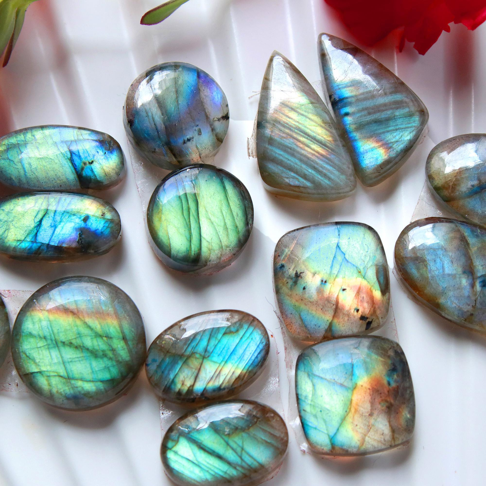 7Pairs 110Cts Natural Labradorite Cabochon Pair For Earrings Labradorite Gemstone Cabochon Crystal For Womens Earring 14x14 15x6mm 15797