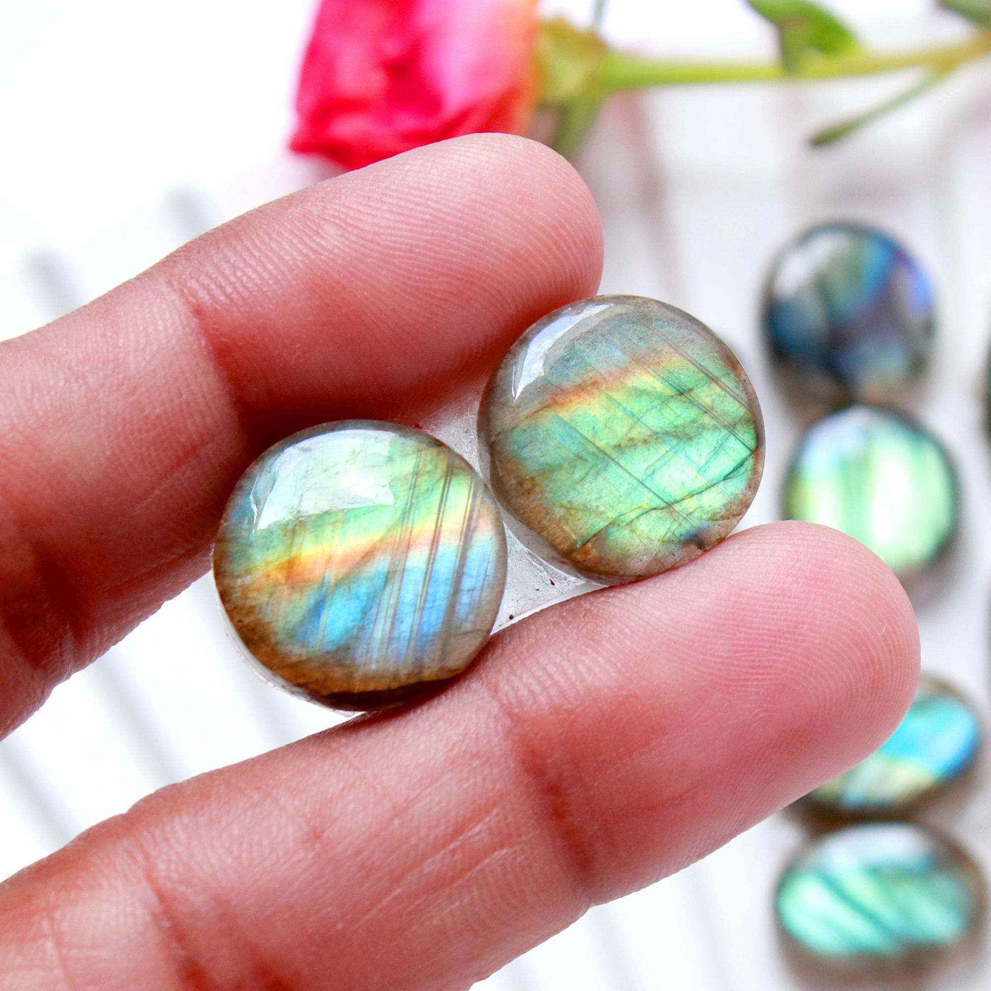 7Pairs 110Cts Natural Labradorite Cabochon Pair For Earrings Labradorite Gemstone Cabochon Crystal For Womens Earring 14x14 15x6mm 15797