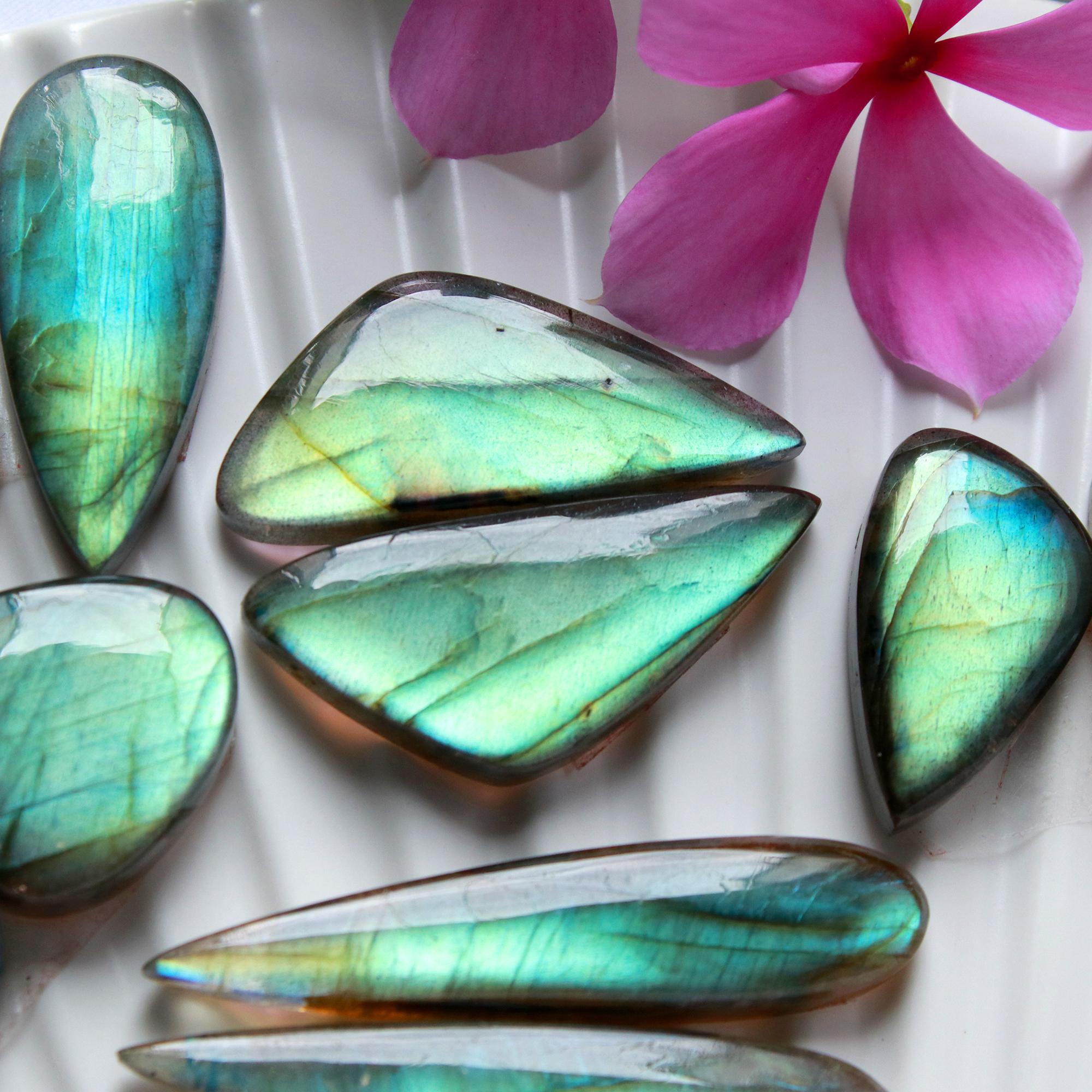 5Pairs 175Cts Natural Labradorite Cabochon Pair For Earrings Labradorite Gemstone Cabochon Crystal For Womens Earring 40x10 22x12mm 15801