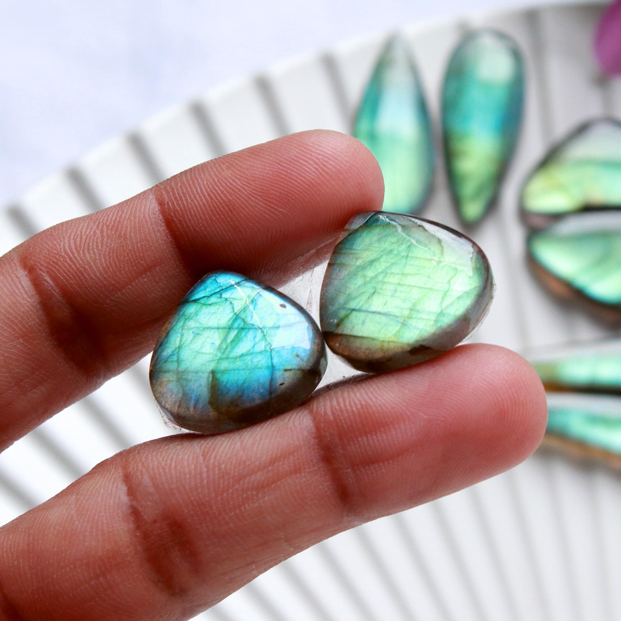 5Pairs 175Cts Natural Labradorite Cabochon Pair For Earrings Labradorite Gemstone Cabochon Crystal For Womens Earring 40x10 22x12mm 15801