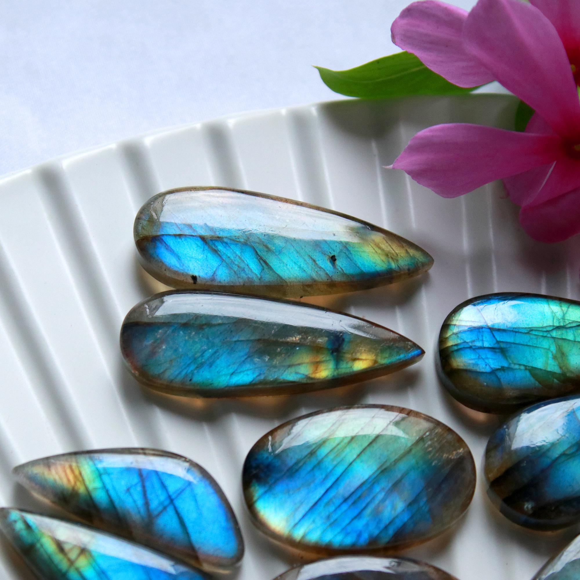 5 Pairs 159 Cts Natural Labradorite Cabochon Pair For Dangle Earring Labradorite Loose Gemstone Lot For Jewelry Making 35x10 22x11mm 15804