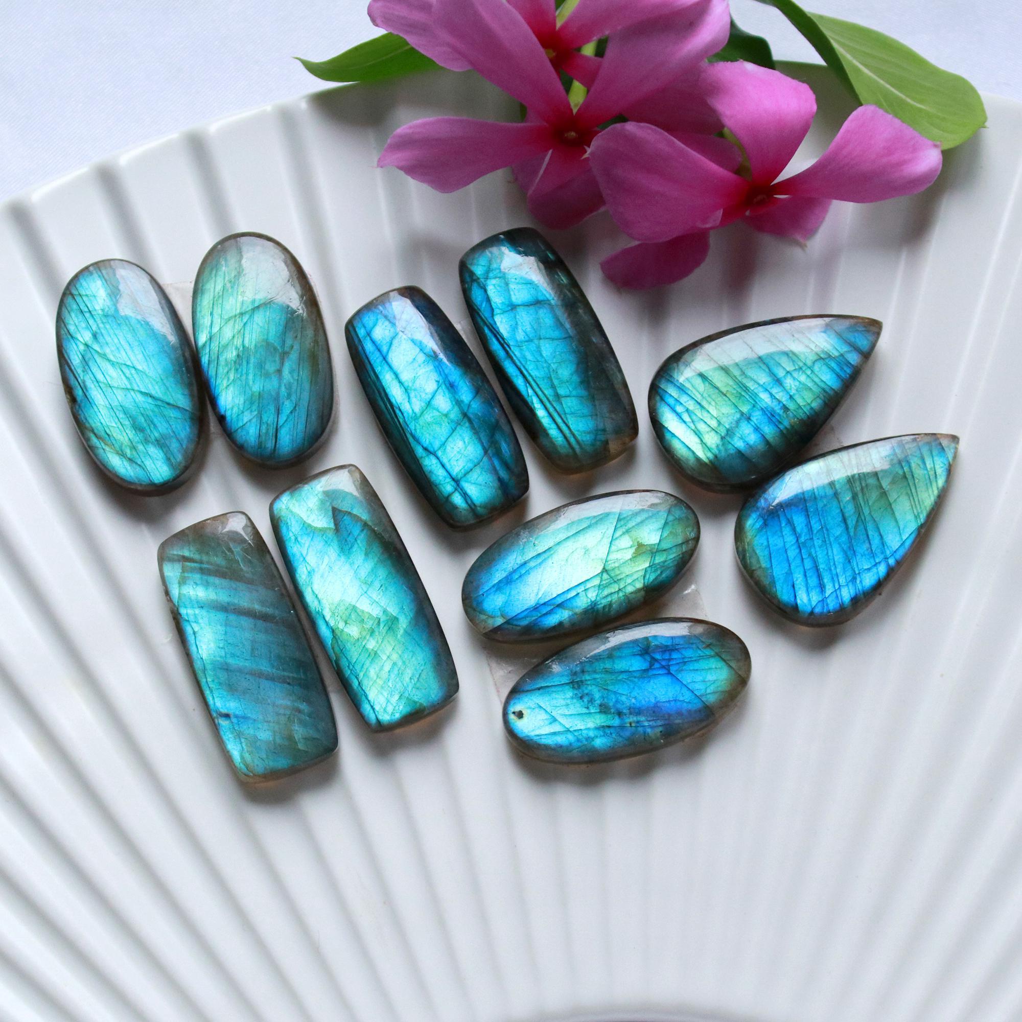 5 Pairs 193 Cts Natural Labradorite Cabochon Pair For Dangle Earring Labradorite Loose Gemstone Lot For Jewelry Making 28x10 25x12mm 15805