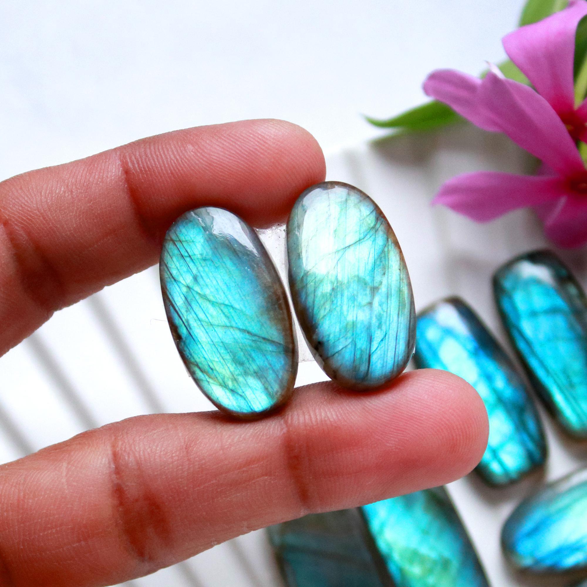 5 Pairs 193 Cts Natural Labradorite Cabochon Pair For Dangle Earring Labradorite Loose Gemstone Lot For Jewelry Making 28x10 25x12mm 15805