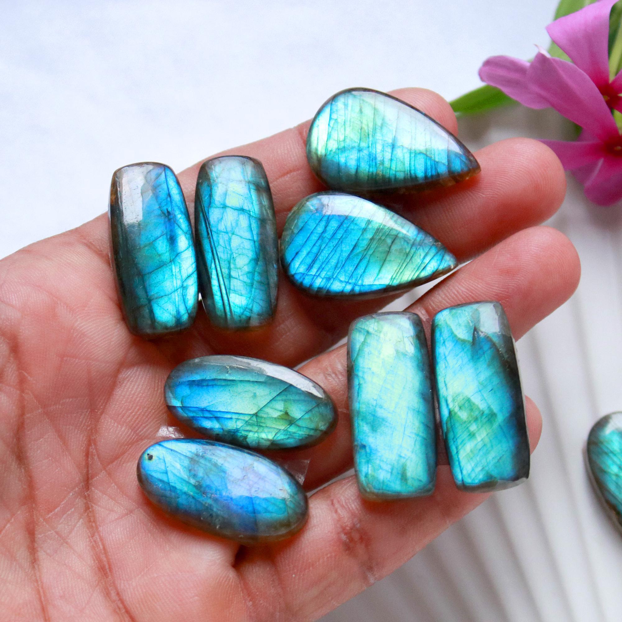 5 Pairs 193 Cts Natural Labradorite Cabochon Pair For Dangle Earring Labradorite Loose Gemstone Lot For Jewelry Making 28x10 25x12mm 15805