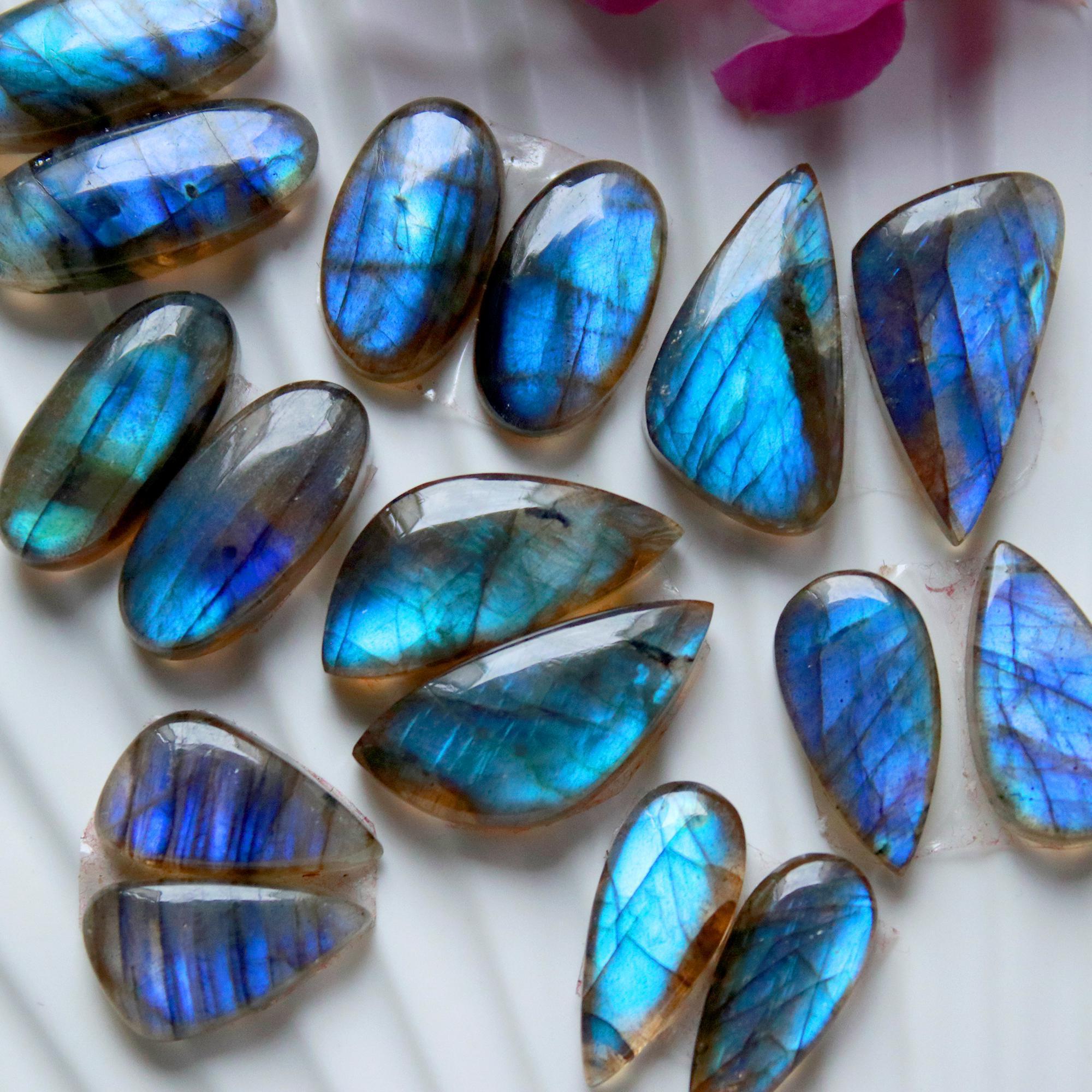 8 Pairs 111 Cts Natural Labradorite Cabochon Pair For Dangle Earring Labradorite Loose Gemstone Lot For Jewelry Making 20x10 15x8mm 15806